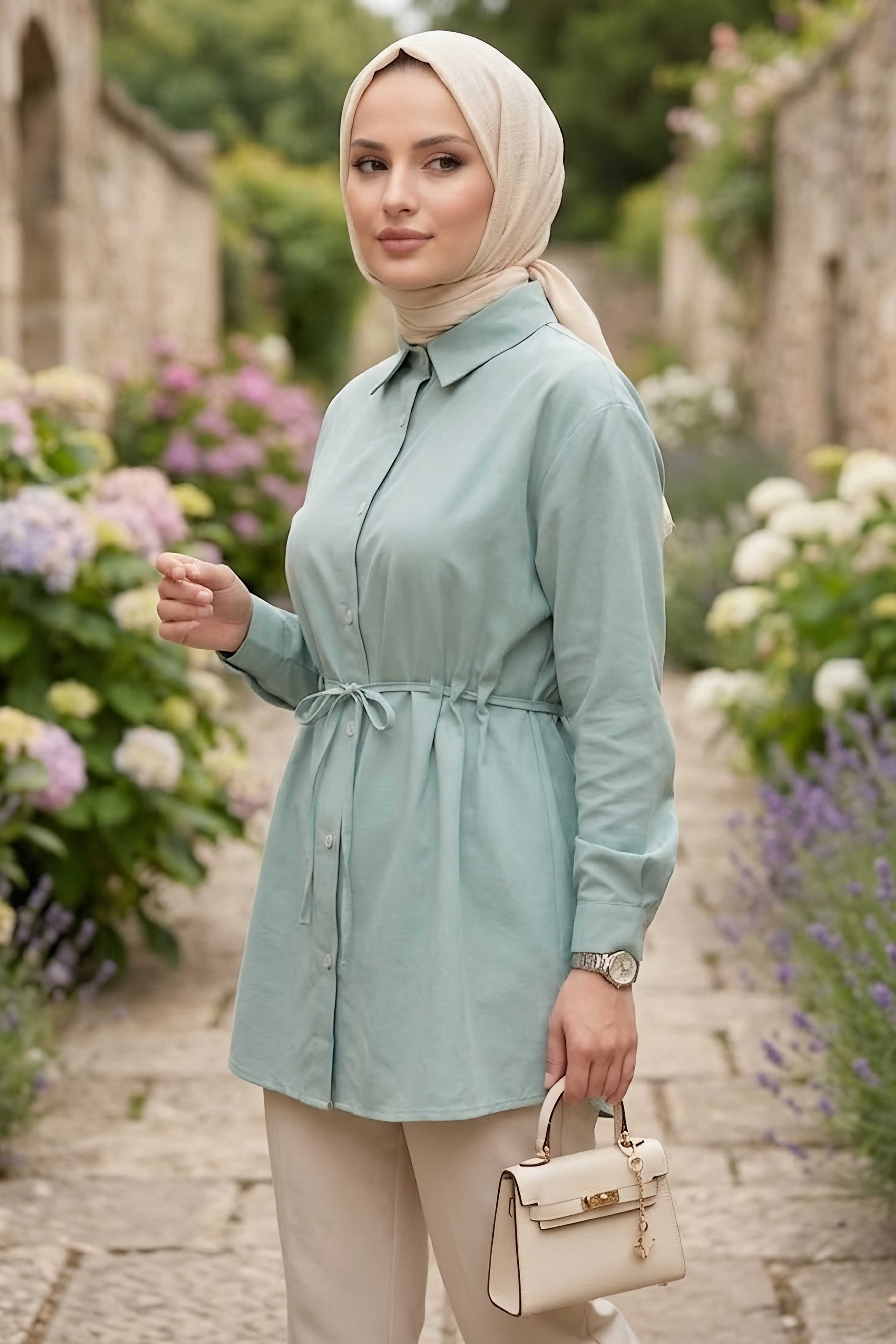 Tünel Kemer Detaylı Tunik Mint - 28726-MINT - 2