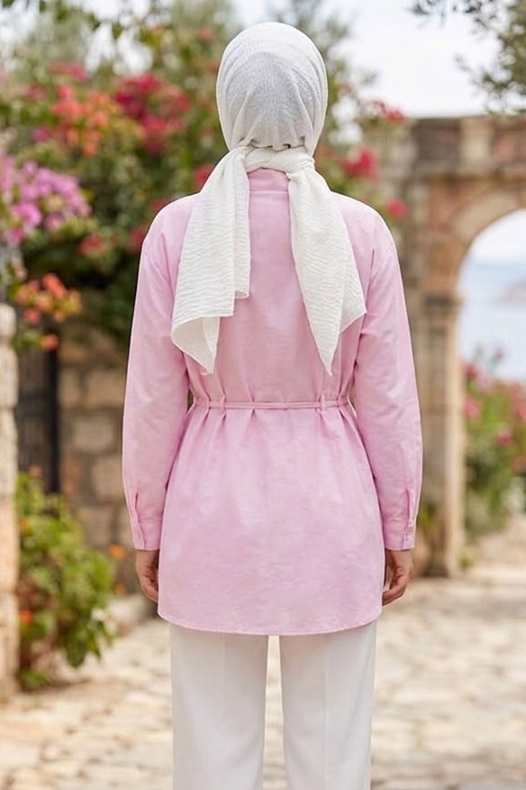 Tünel Kemer Detaylı Tunik Pembe - 28726-PEMBE - 3