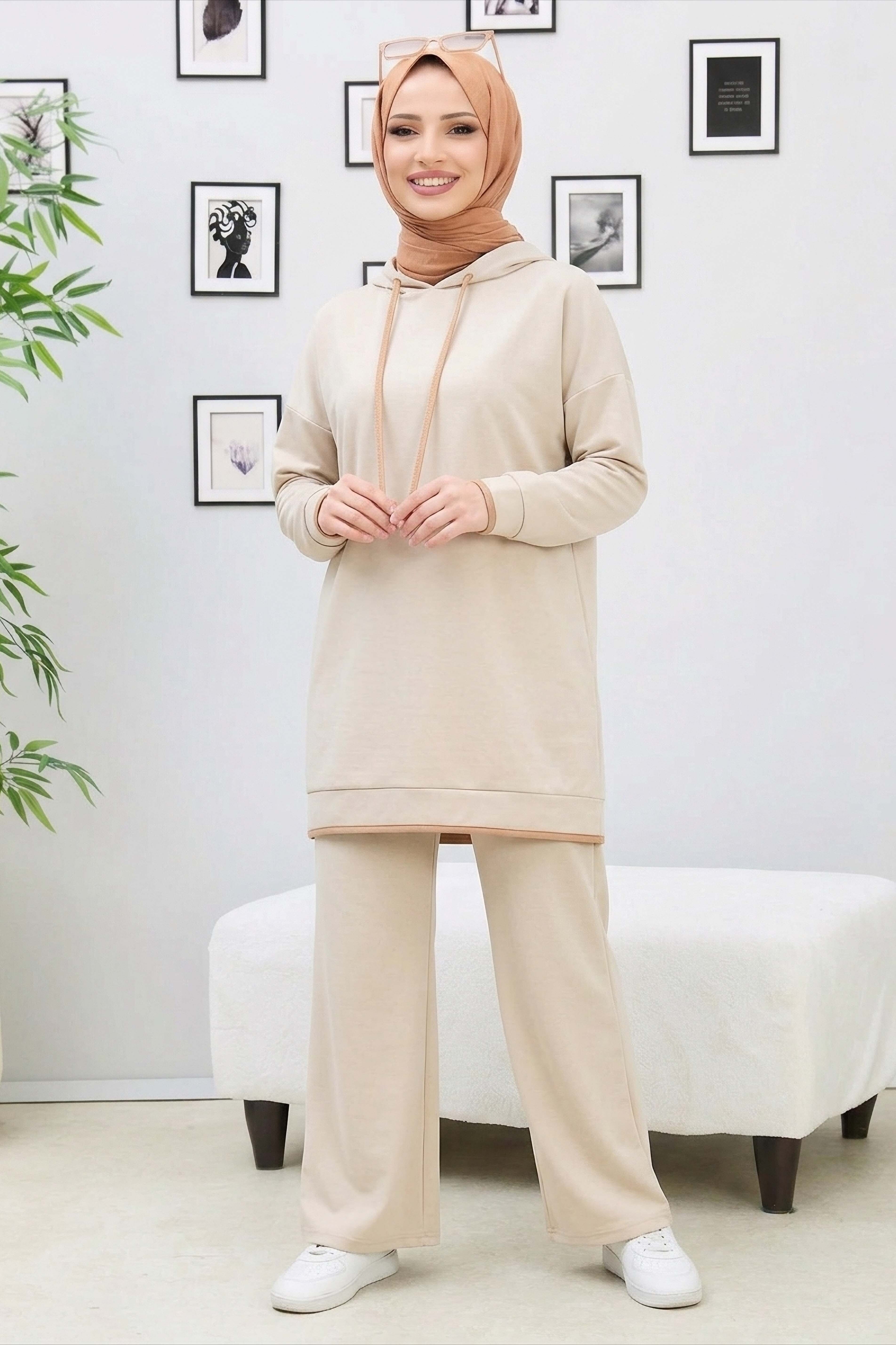 Tunik Pantolon - 27390-KREM - 1