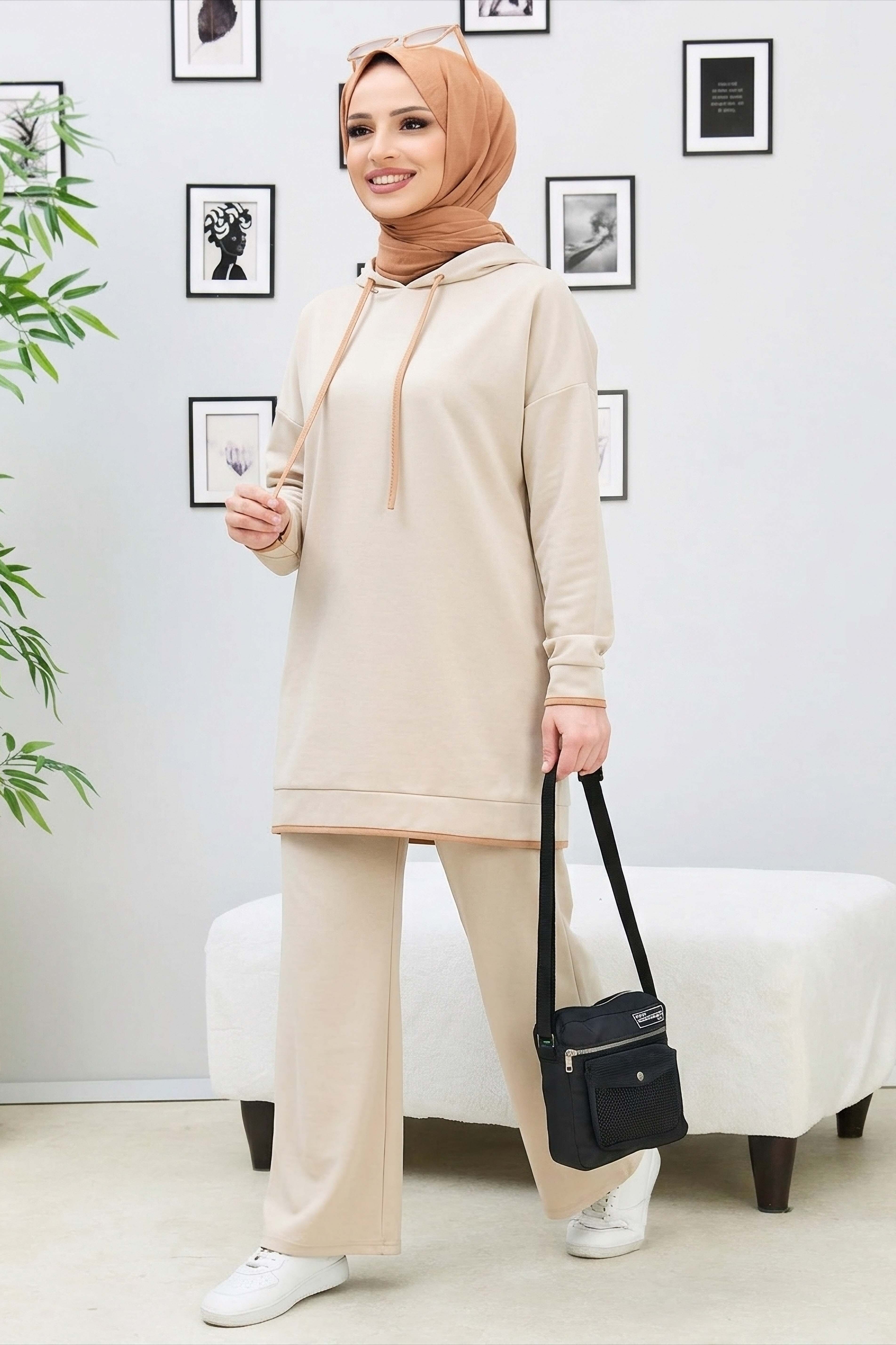 Tunik Pantolon - 27390-KREM - 2