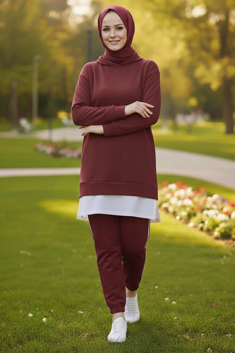 Eteği Garnili İkili Takım - 8330-BORDO - TOFİSA