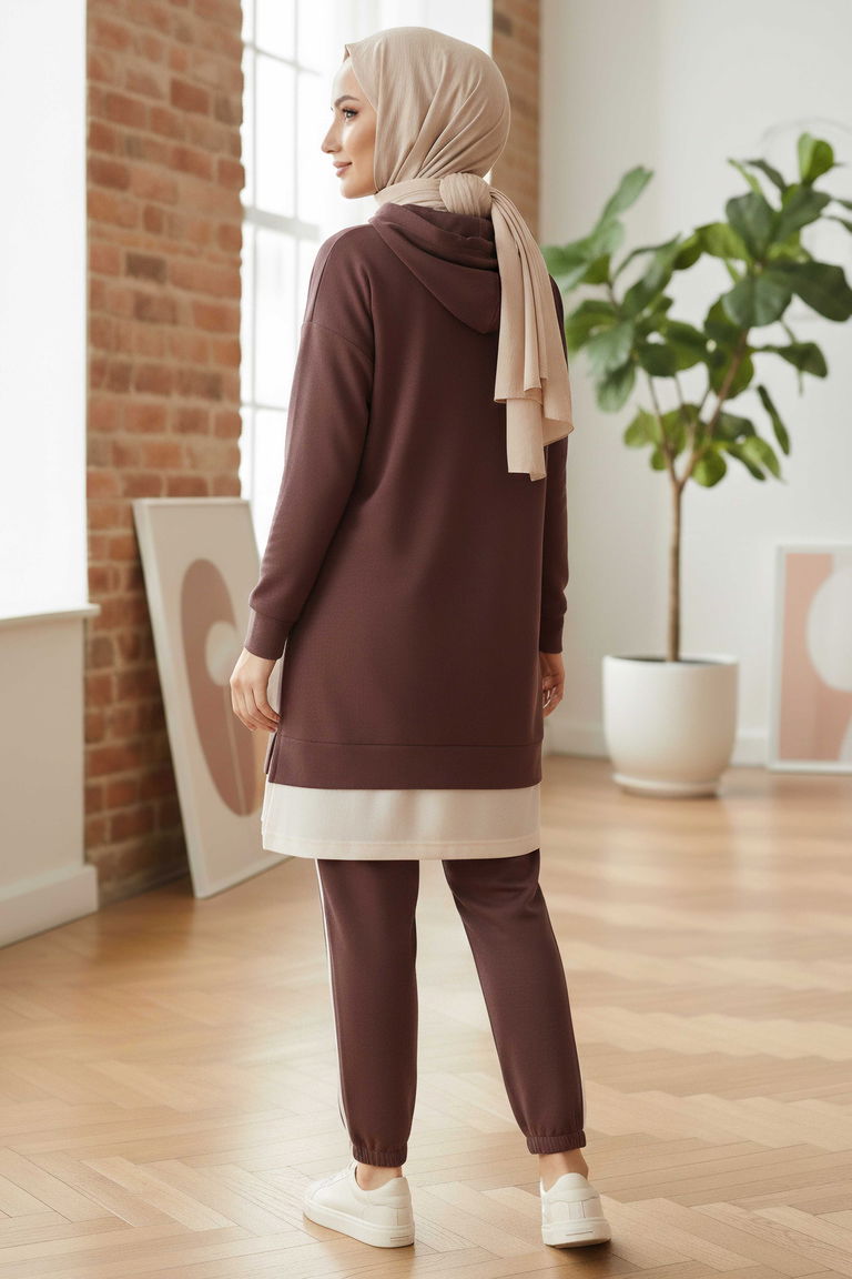 Eteği Garnili İkili Takım - 8330-KAHVE - TOFİSA