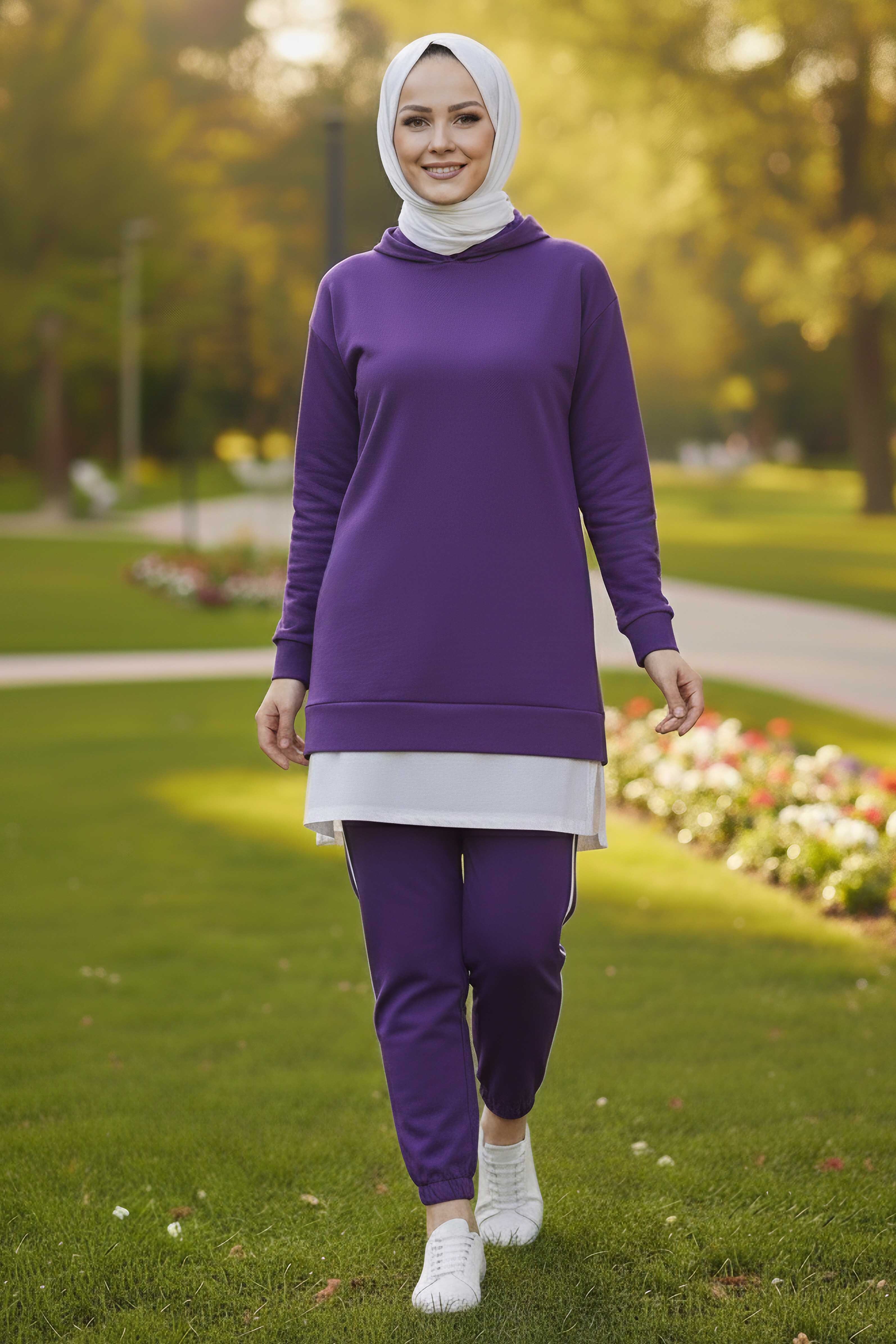 Eteği Garnili İkili Takım - 8330-MOR - 2