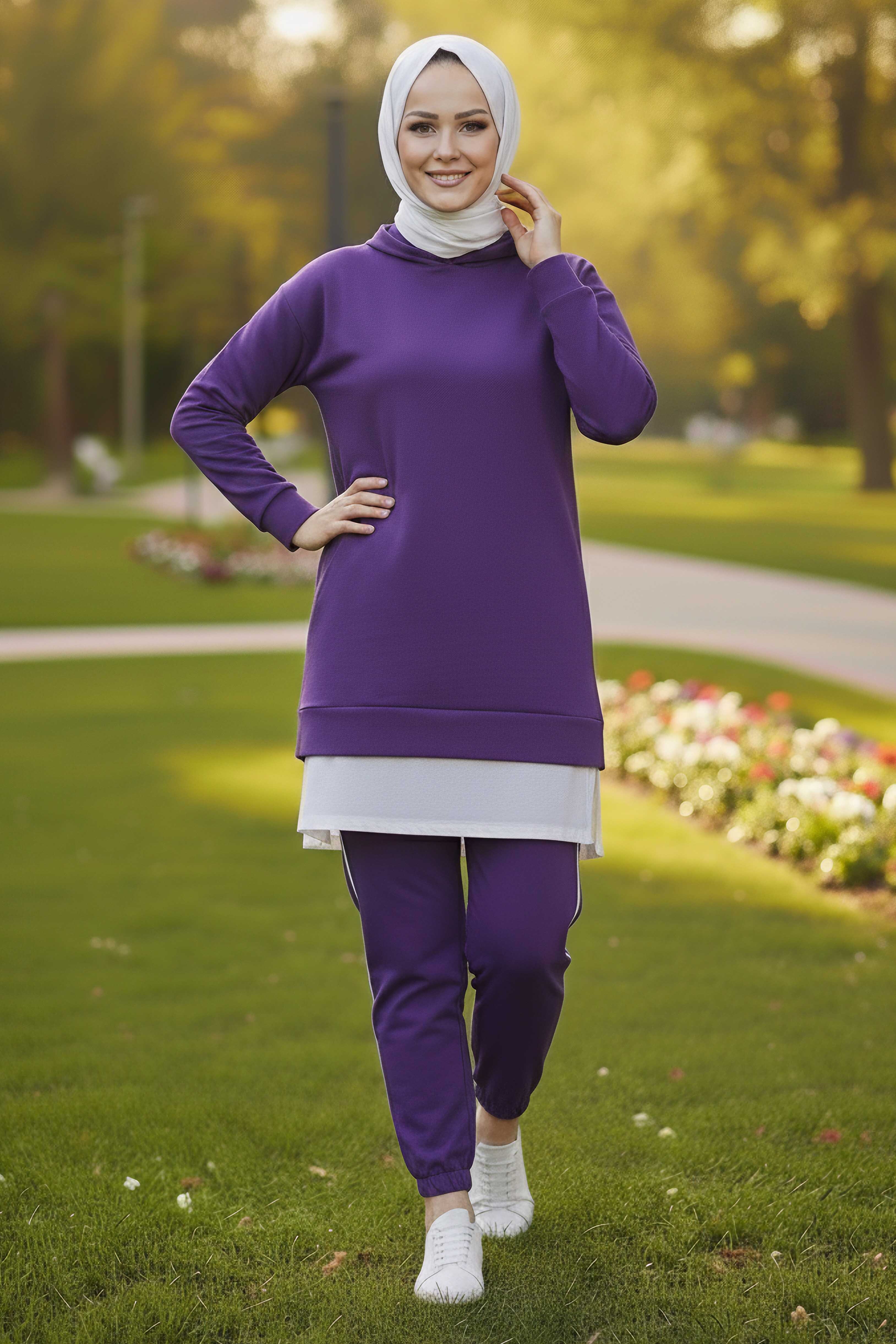 Eteği Garnili İkili Takım - 8330-MOR - 1