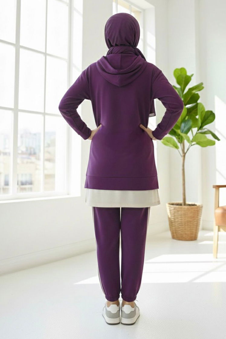 Eteği Garnili İkili Takım - 8330-MOR - 3