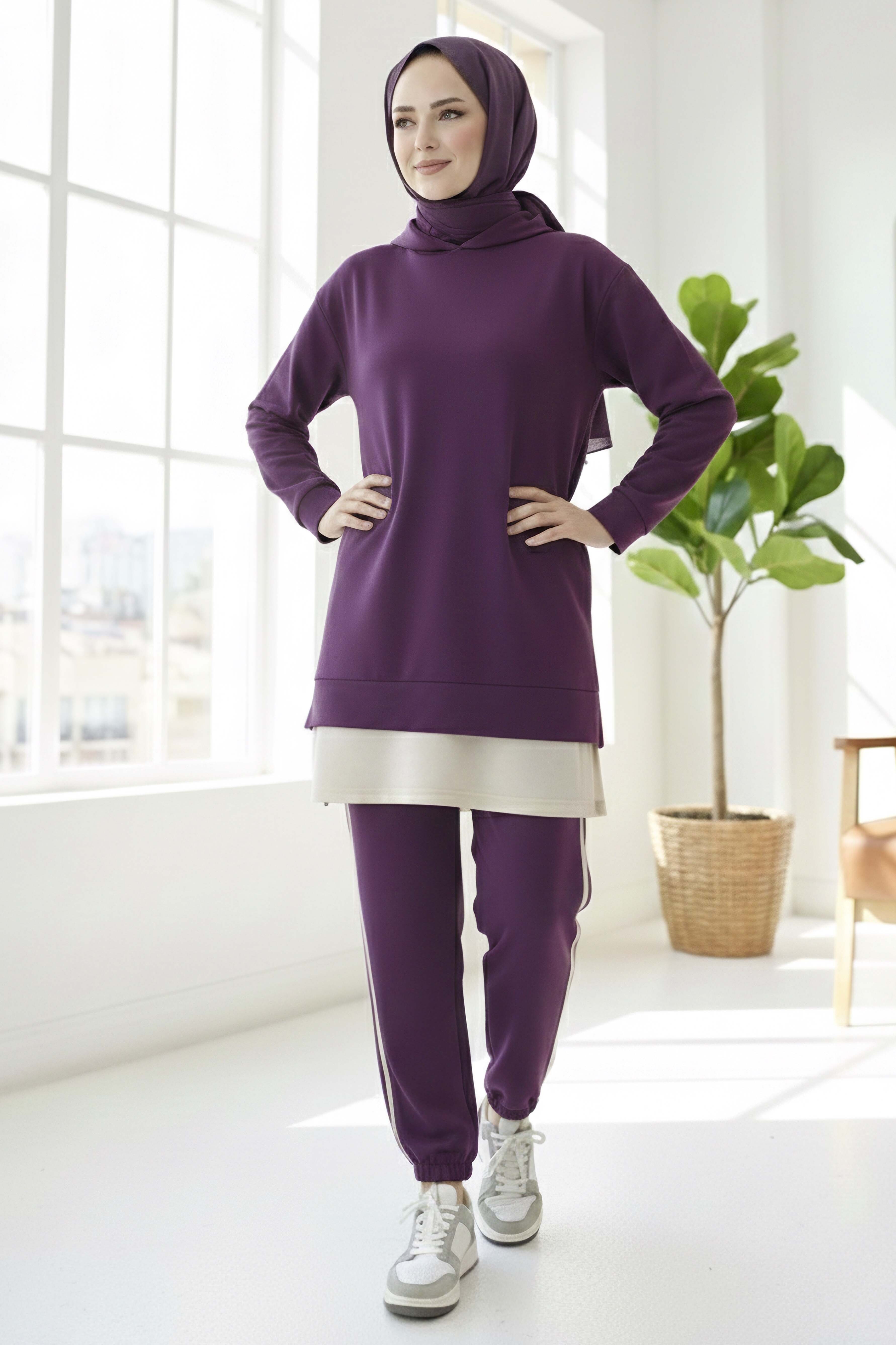 Eteği Garnili İkili Takım - 8330-MOR - 2