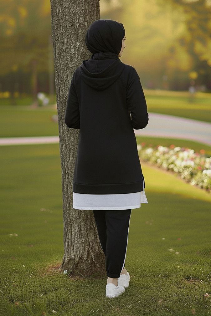 Eteği Garnili İkili Takım - 8330-SIYAH - 3