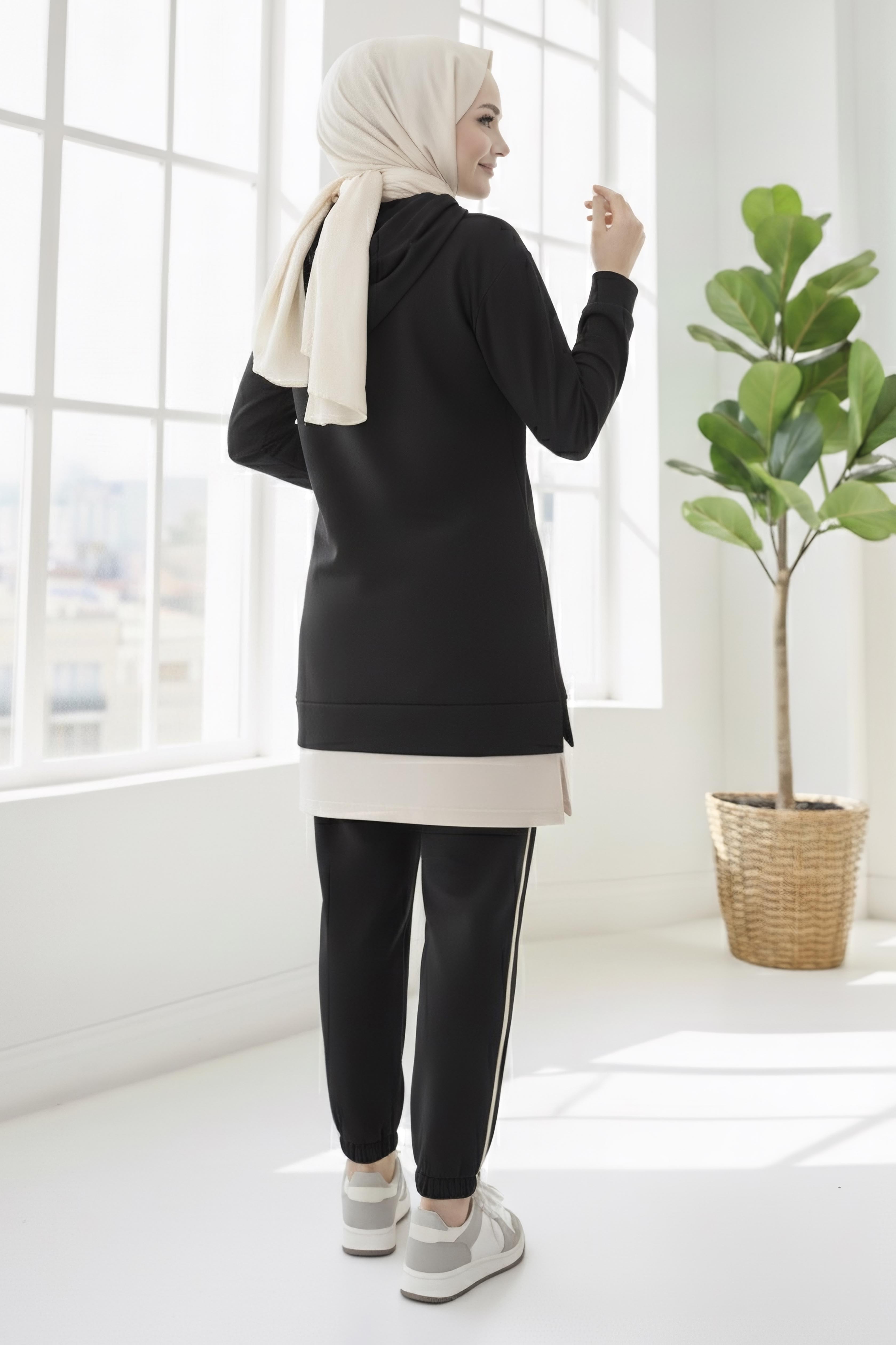 Eteği Garnili İkili Takım - 8330-SIYAH - 3