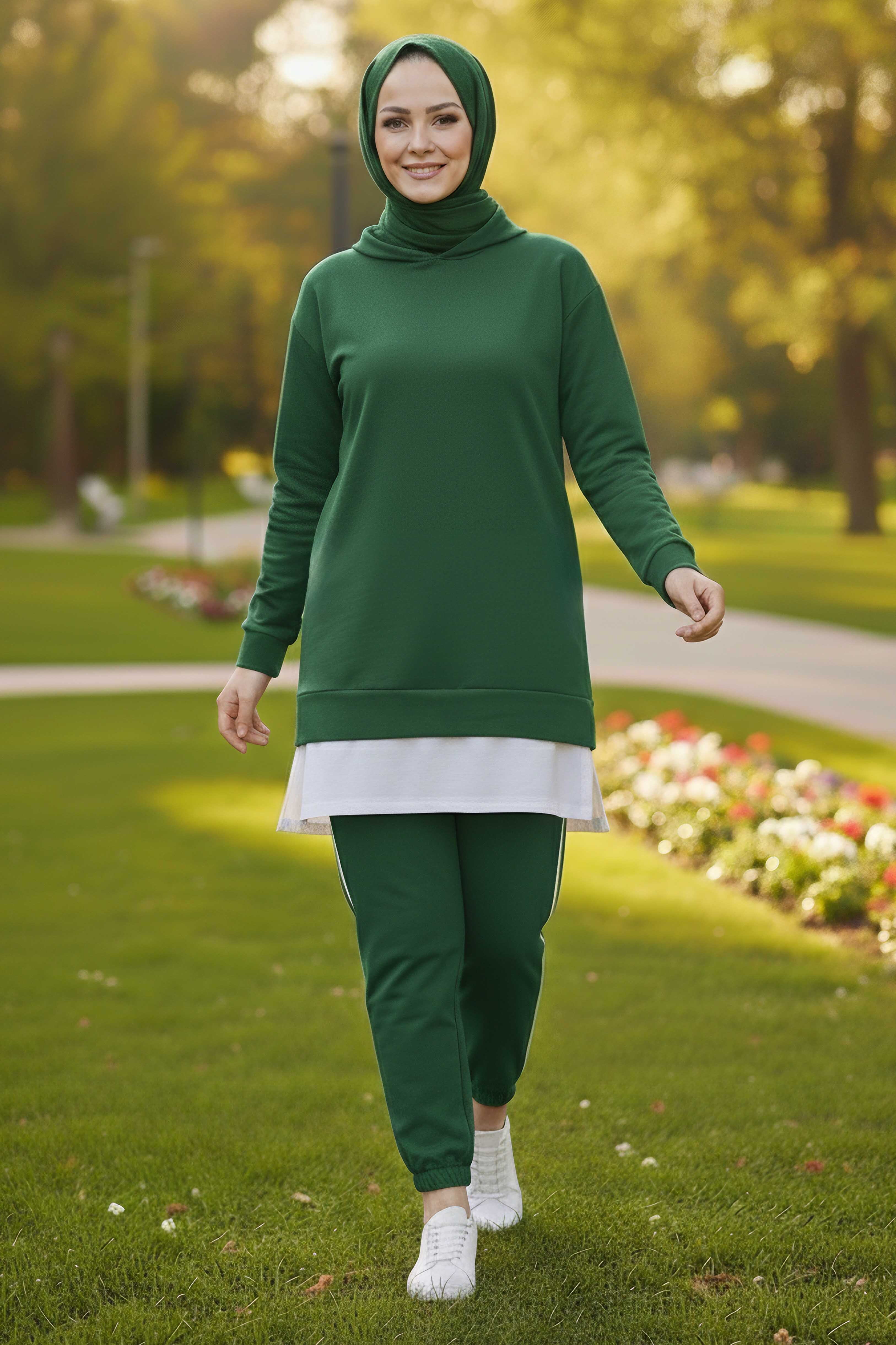 Eteği Garnili İkili Takım - 8330-ZUMRUT - 1