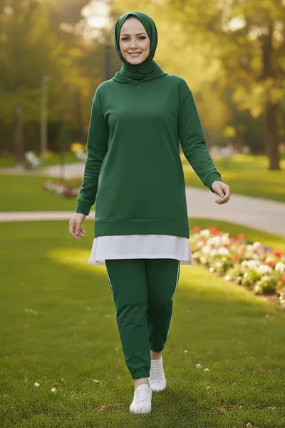 Eteği Garnili İkili Takım - 8330-ZUMRUT 