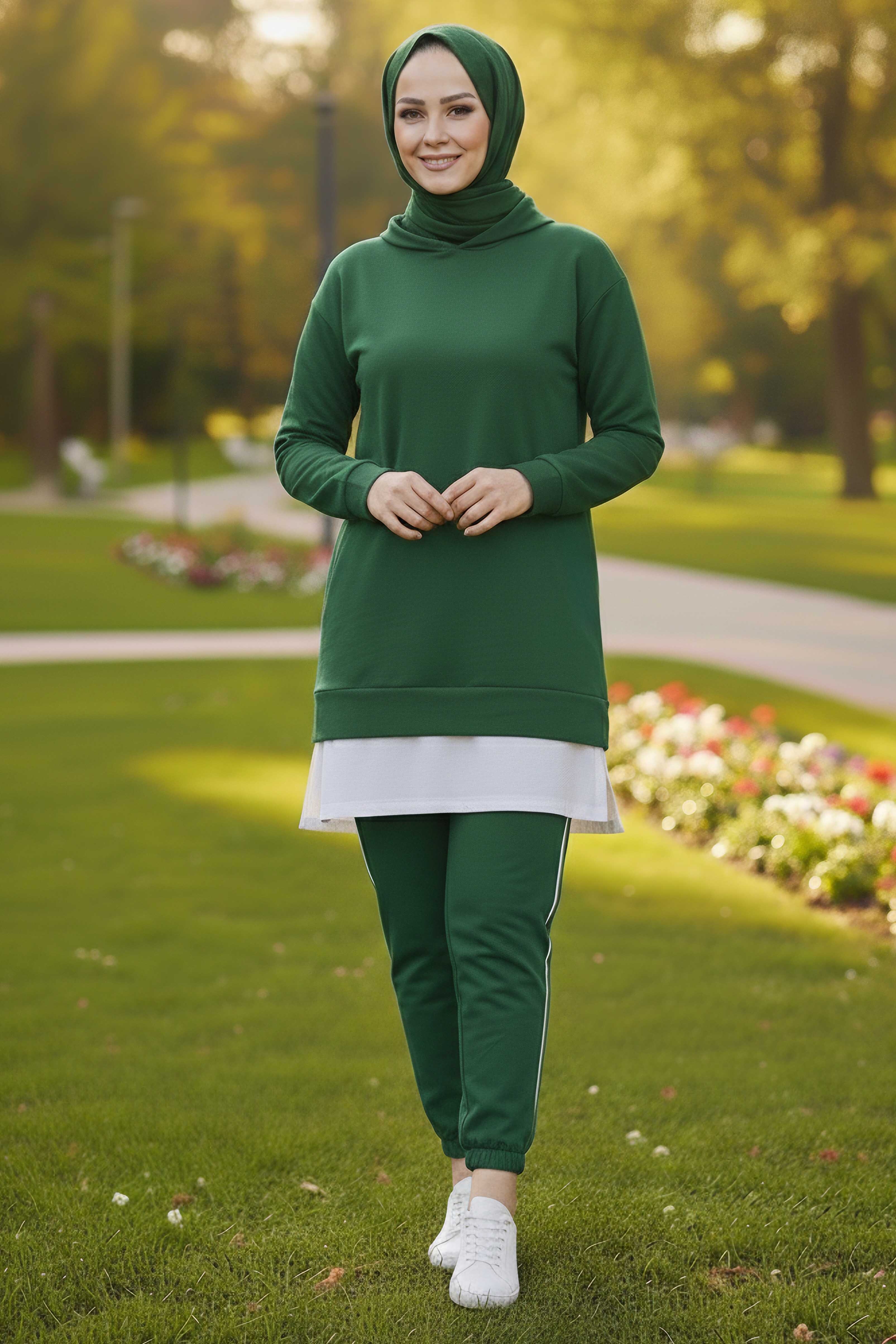 Eteği Garnili İkili Takım - 8330-ZUMRUT - 2