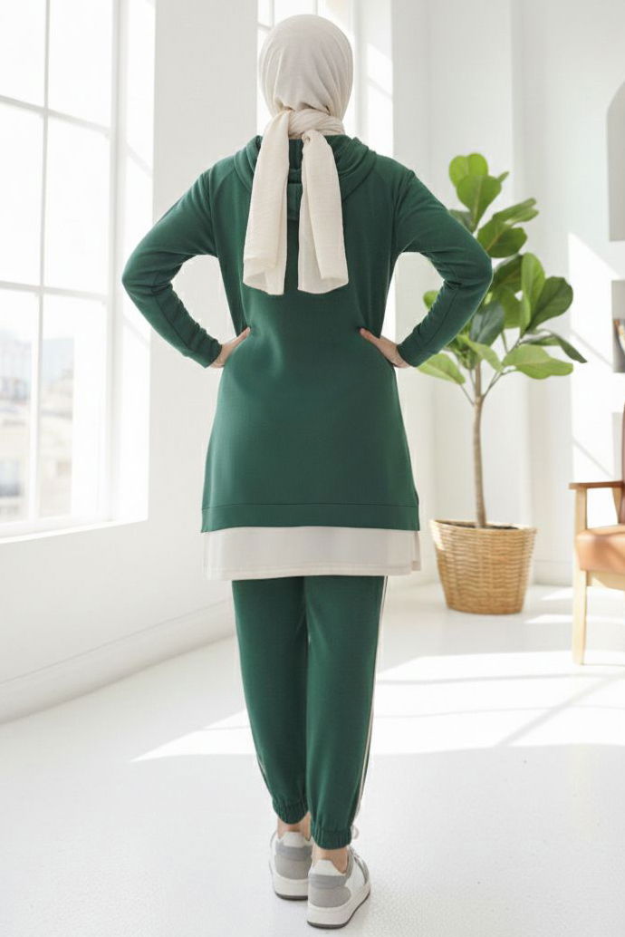 Eteği Garnili İkili Takım - 8330-ZUMRUT - 3