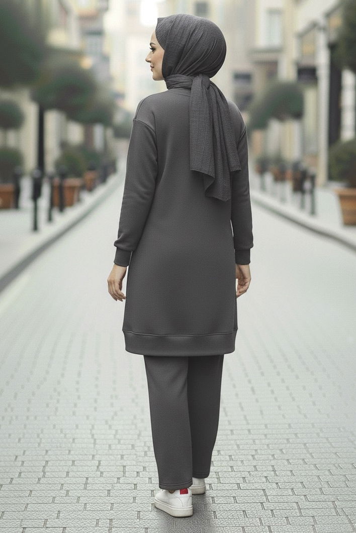 Tunik Pantolon Modal İkİli Takım - 28004-GRI - TOFİSA