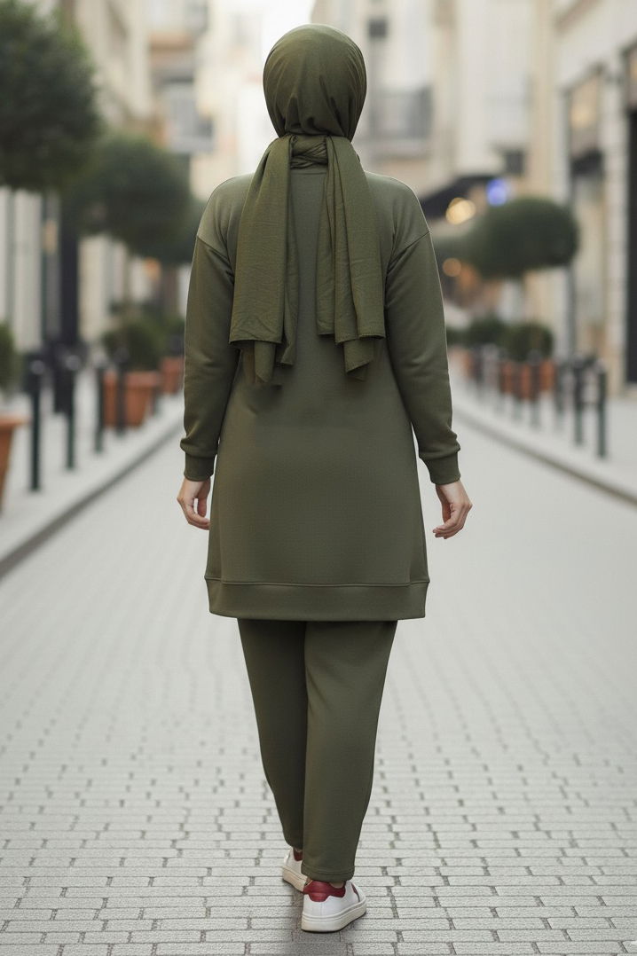 Tunik Pantolon Modal İkİli Takım - 28004-HAKI - 3