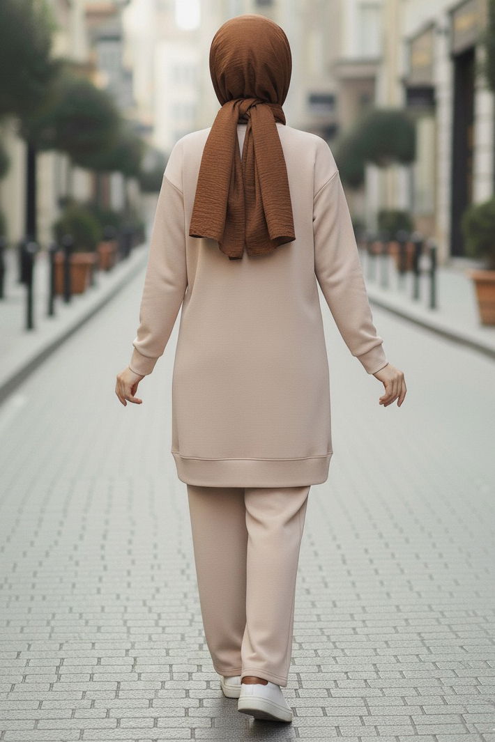 Tunik Pantolon Modal İkİli Takım - 28004-KREM - 3