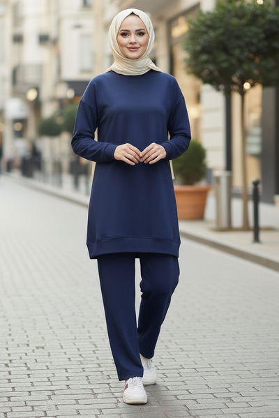 Tunik Pantolon Modal İkİli Takım - 28004-LACIVERT 