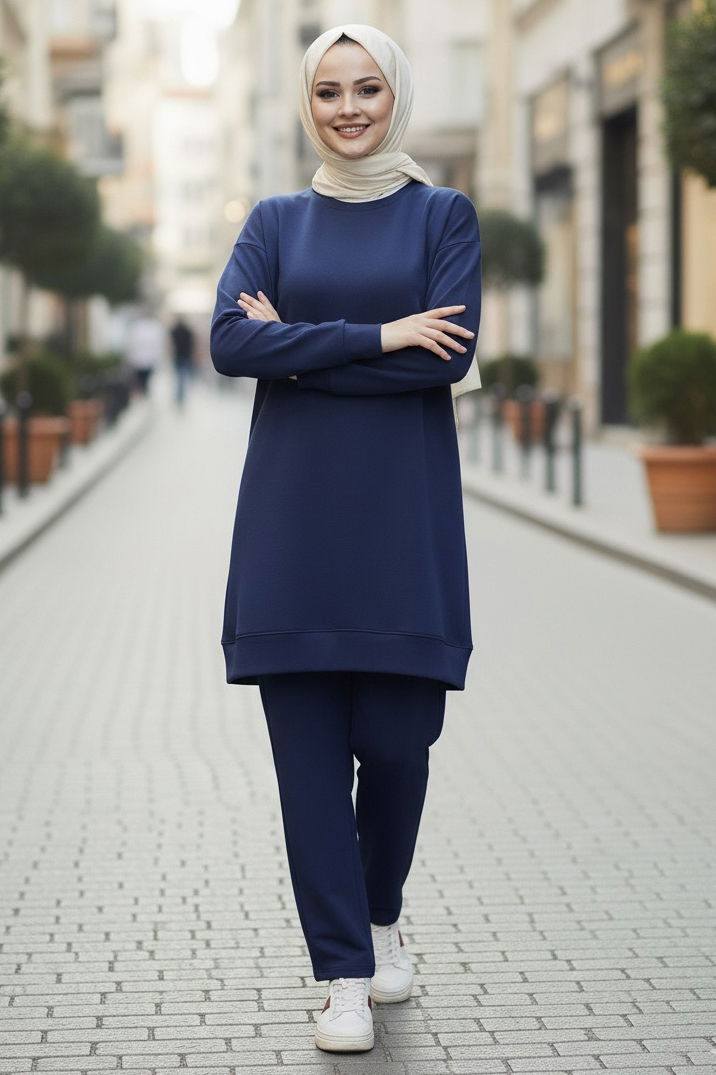 Tunik Pantolon Modal İkİli Takım - 28004-LACIVERT - 2