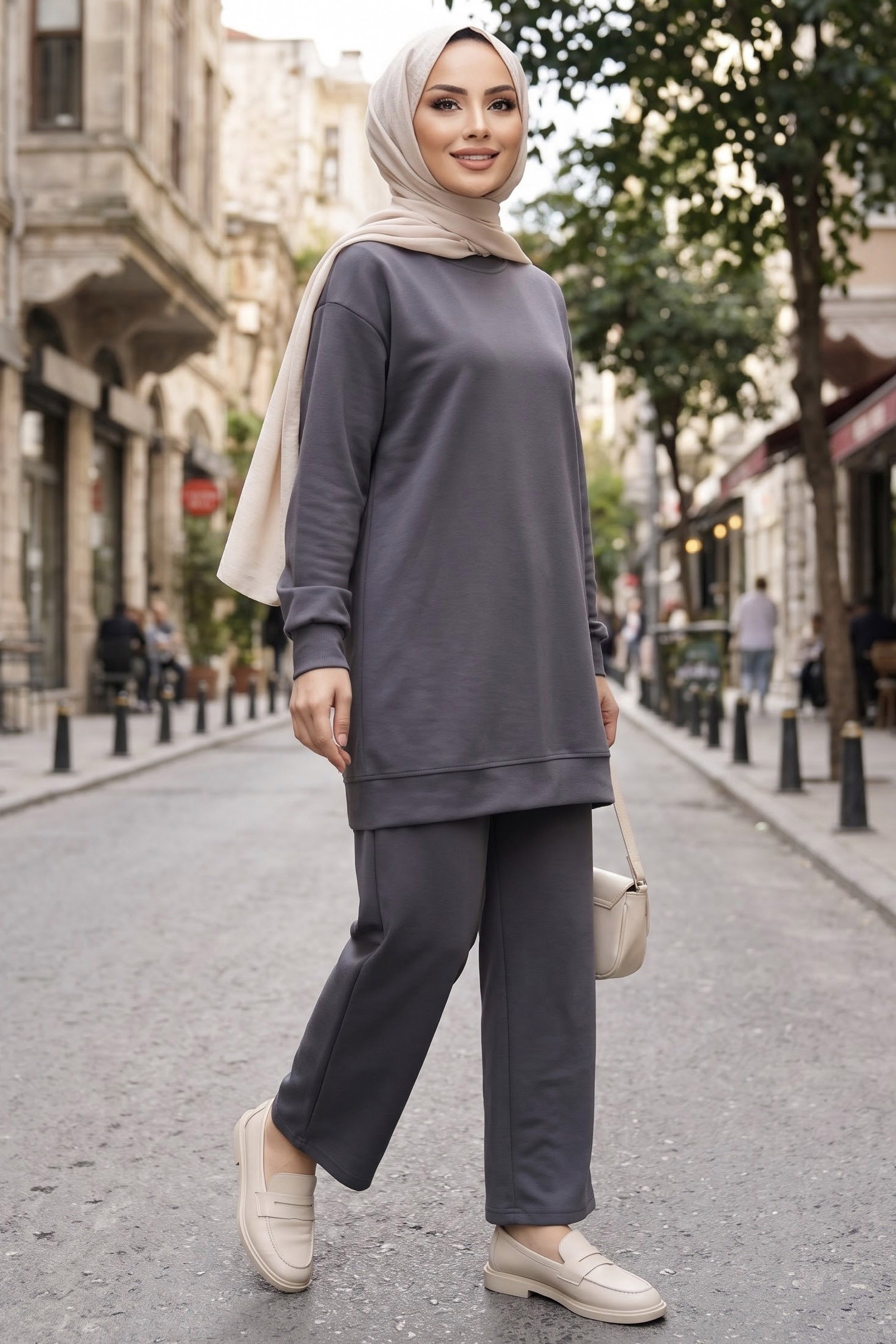 Tunik Pantolon Modal İkİli Takım Füme - 28004-FUME - 1