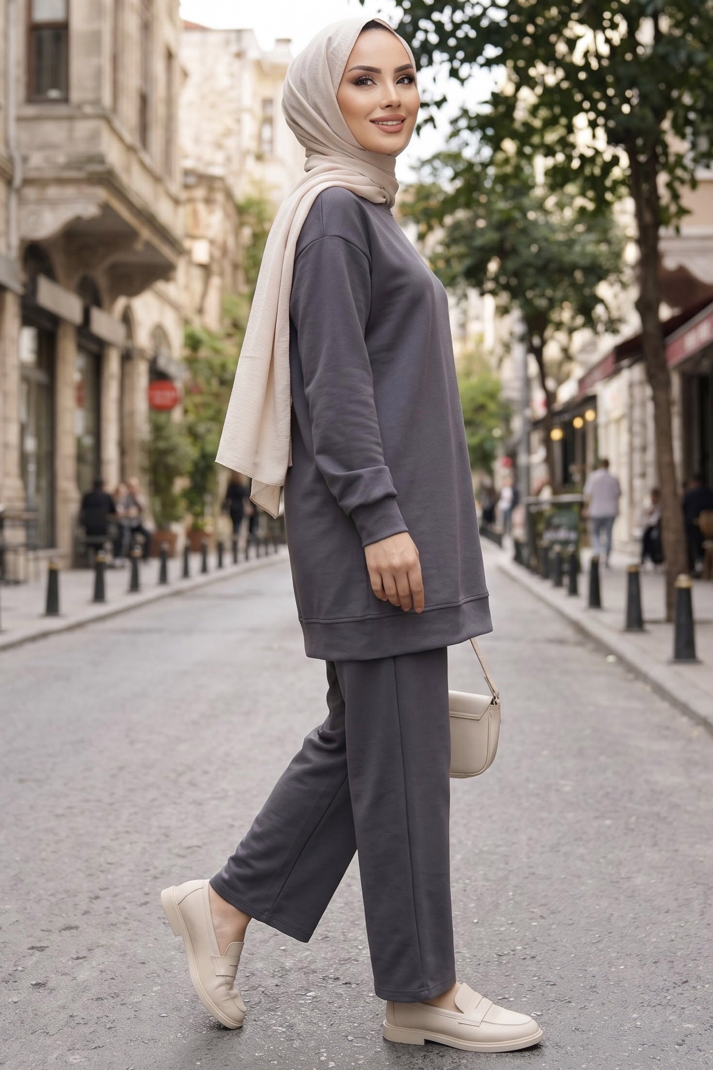 Tunik Pantolon Modal İkİli Takım Füme - 28004-FUME - 2