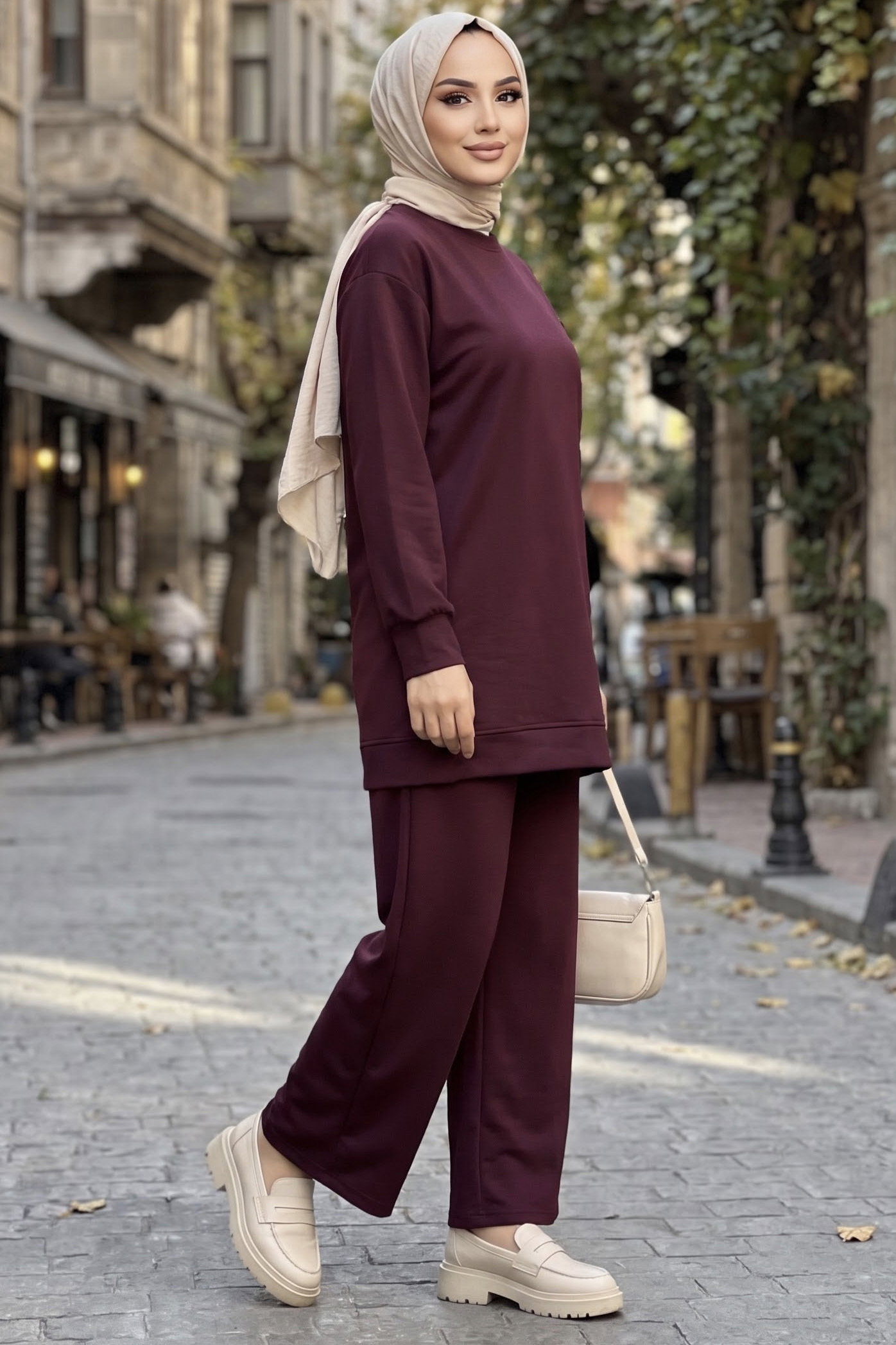 Tunik Pantolon Modal İkİli Takım Mürdüm - 28004-MURDUM - 1