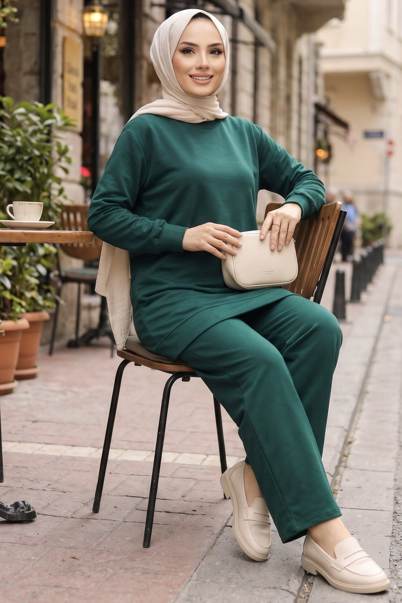 Tunik Pantolon Modal İkİli Takım Zümrüt - 28004-ZUMRUT - 1
