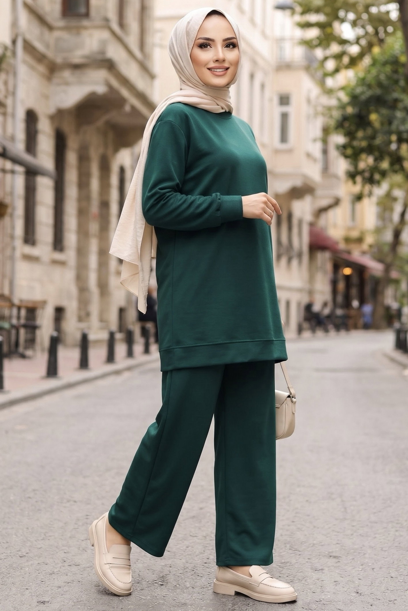 Tunik Pantolon Modal İkİli Takım Zümrüt - 28004-ZUMRUT - 2