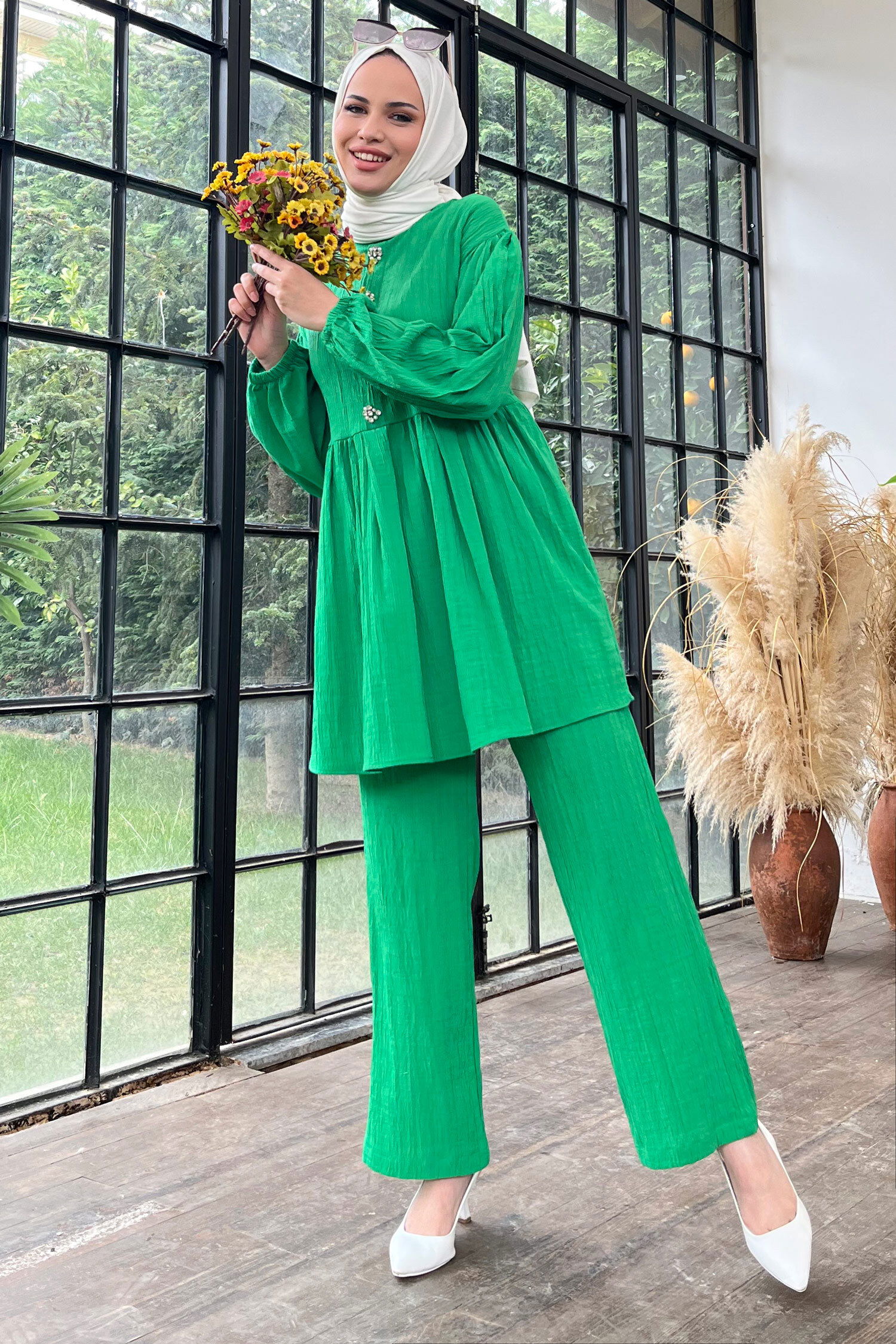 Tunik+Pantolon - 11629-YESIL - 8