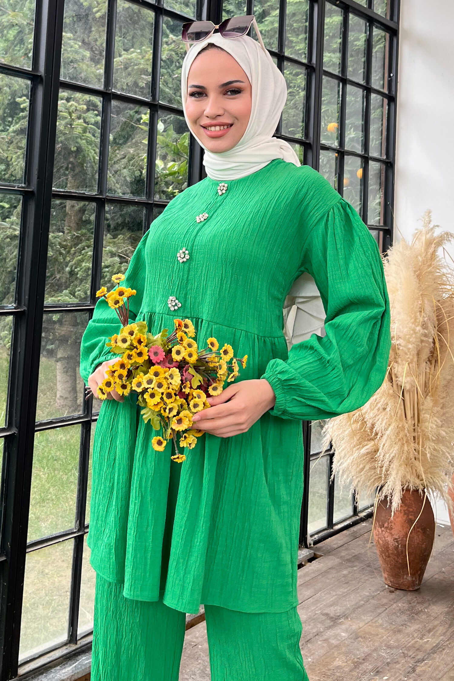 Tunik+Pantolon - 11629-YESIL - 9