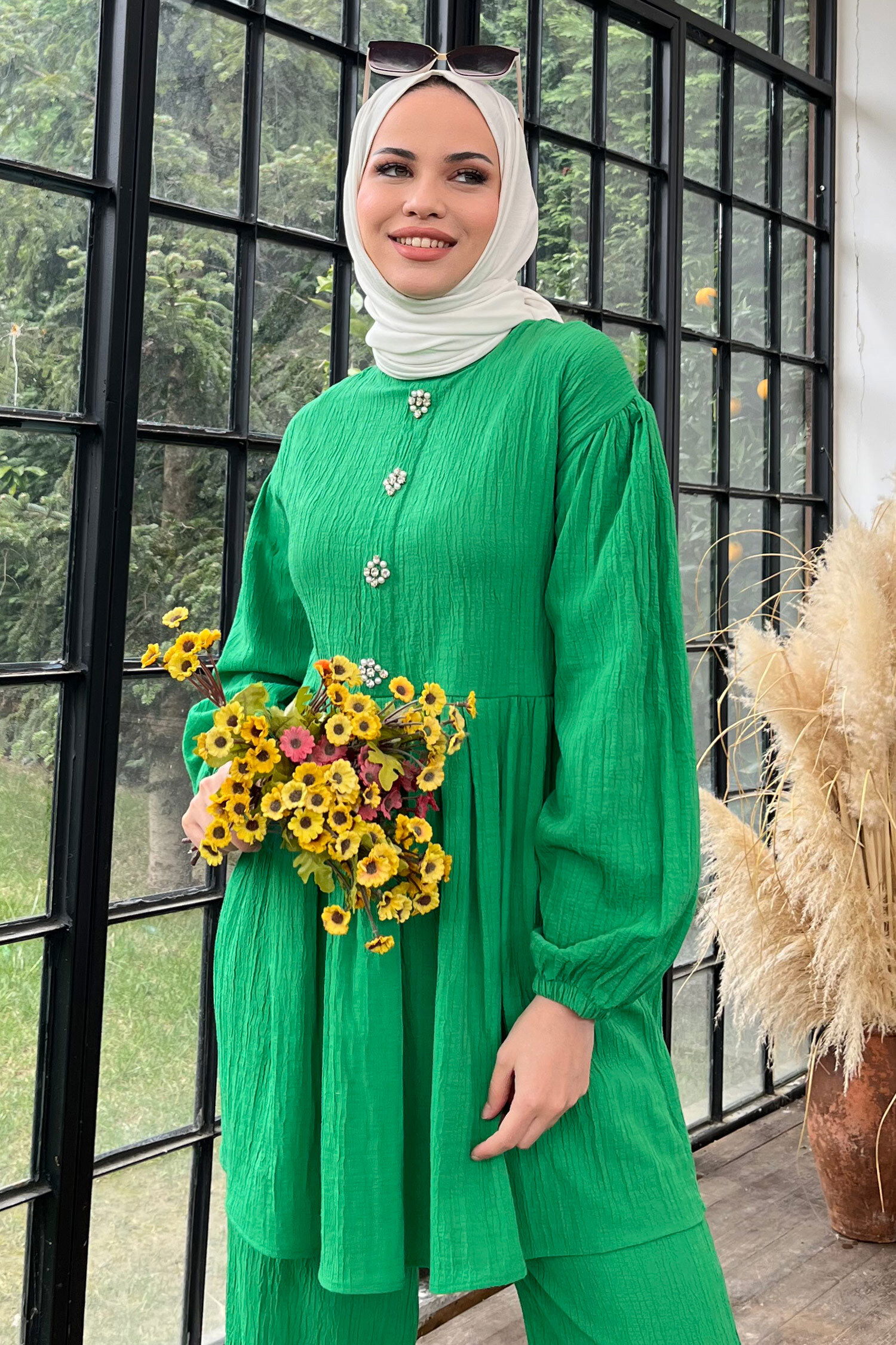 Tunik+Pantolon - 11629-YESIL - 10