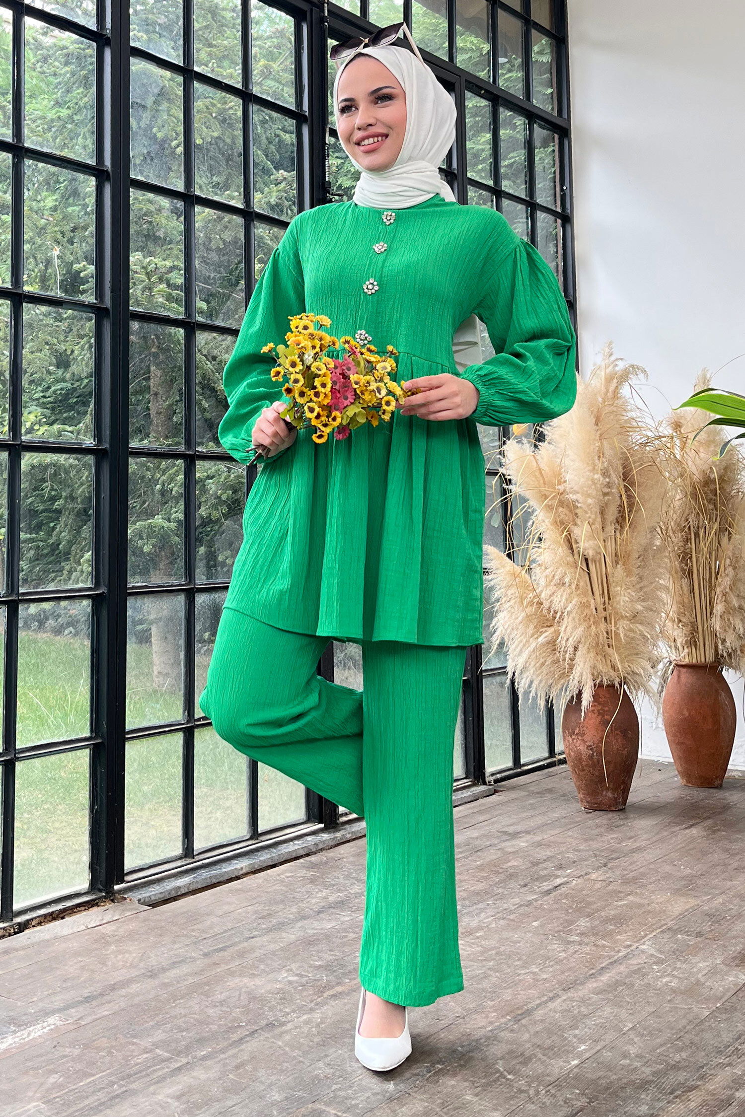 Tunik+Pantolon - 11629-YESIL - 3