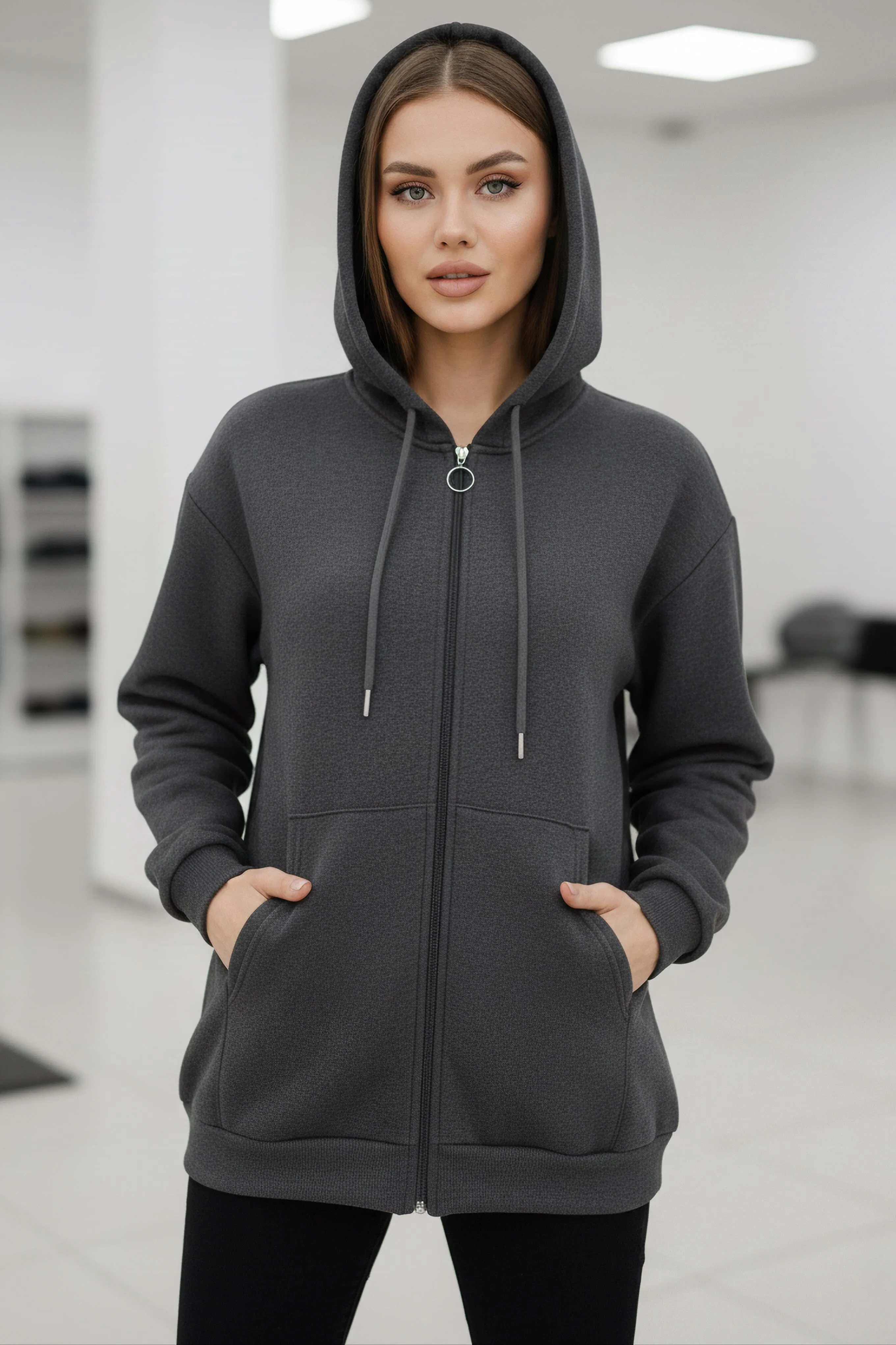 Üç İplik Şardonlu Sweat - 2059-FUME - 2