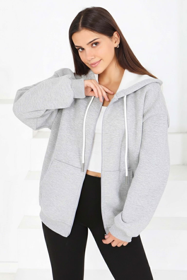 Üç İplik Şardonlu Sweat - 2059-GRI - TOFİSA