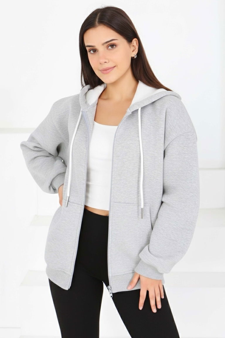 Üç İplik Şardonlu Sweat - 2059-GRI - TOFİSA