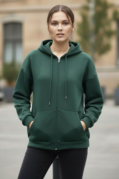 Üç İplik Şardonlu Sweat - 2059-ZUMRUT 