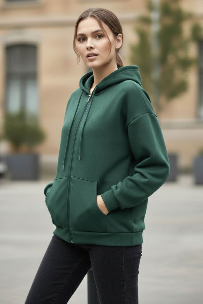 Üç İplik Şardonlu Sweat - 2059-ZUMRUT - TOFİSA