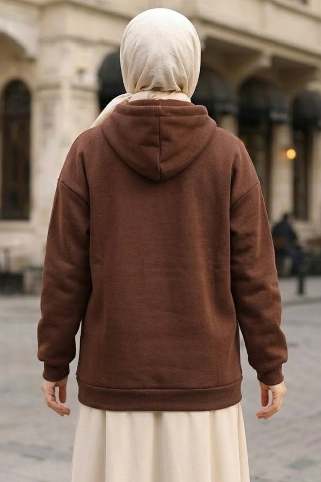 Üç İplik Şardonlu Sweat Kahve - 2059-KAHVE - 3