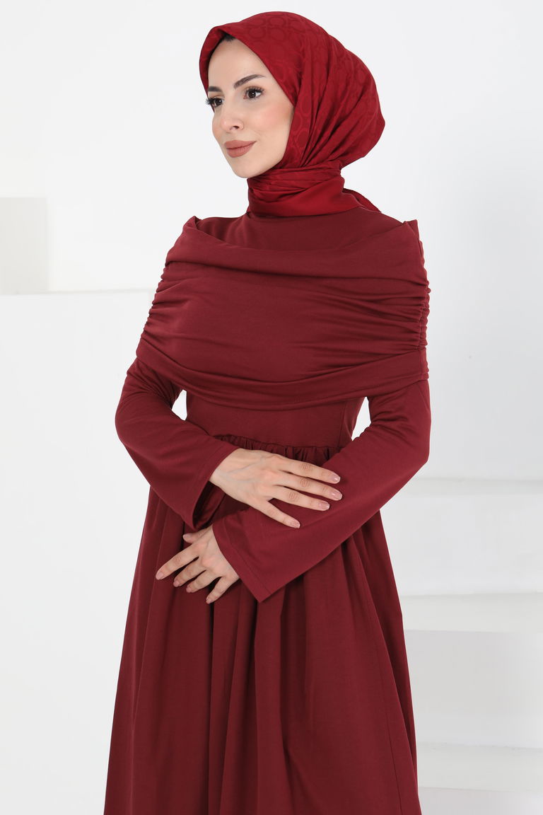 Üstü Şal Detaylı Elbise - 27282 - TOFİSA