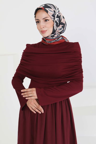 Üstü Şal Detaylı Elbise - 27282 