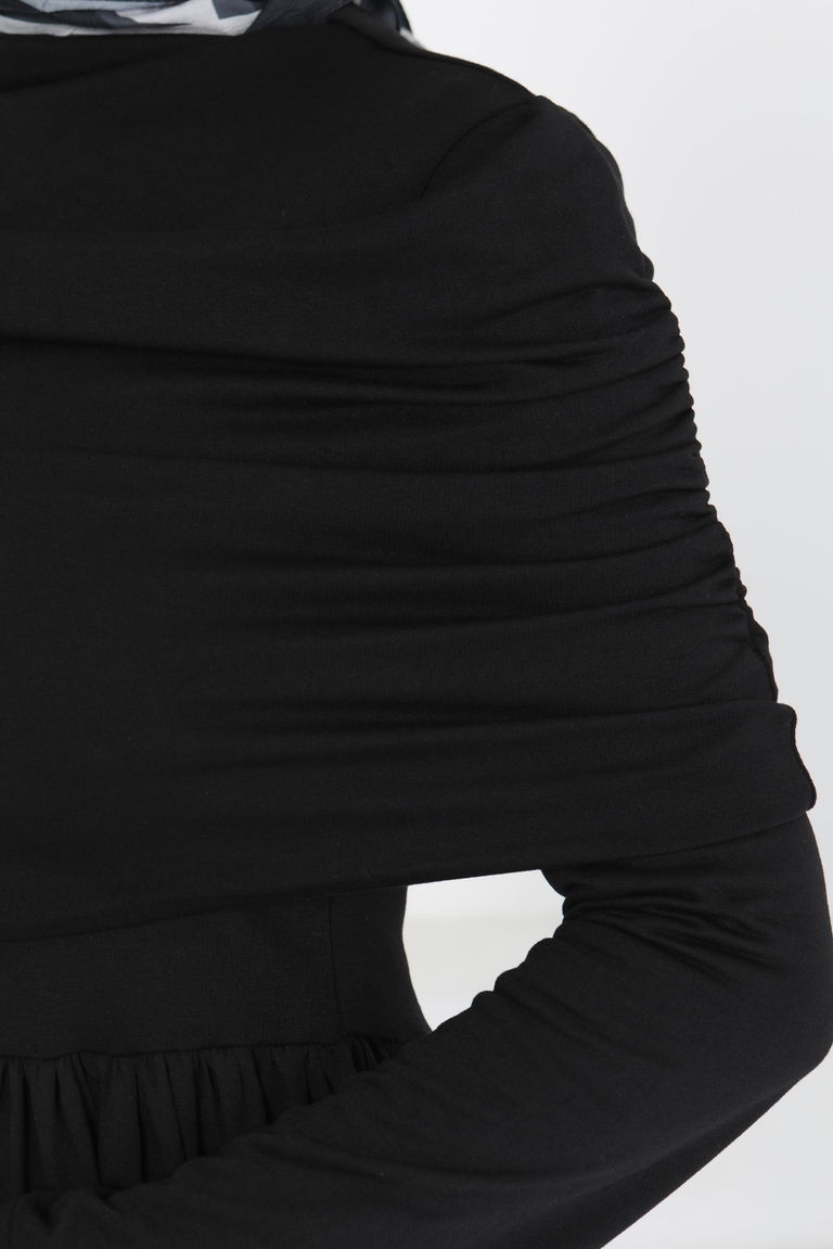 Üstü Şal Detaylı Elbise Siyah - 27282 - TOFİSA