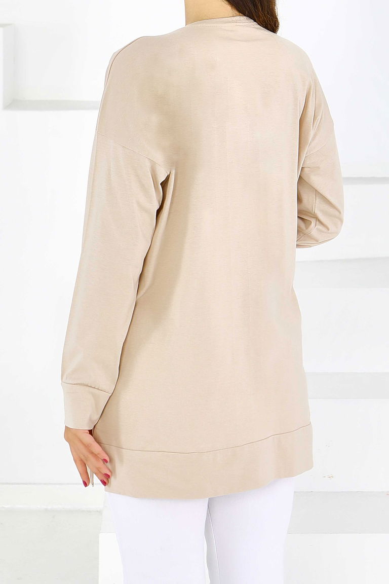 Uzun Kollu Baskılı Tunik - 27584 - TOFİSA