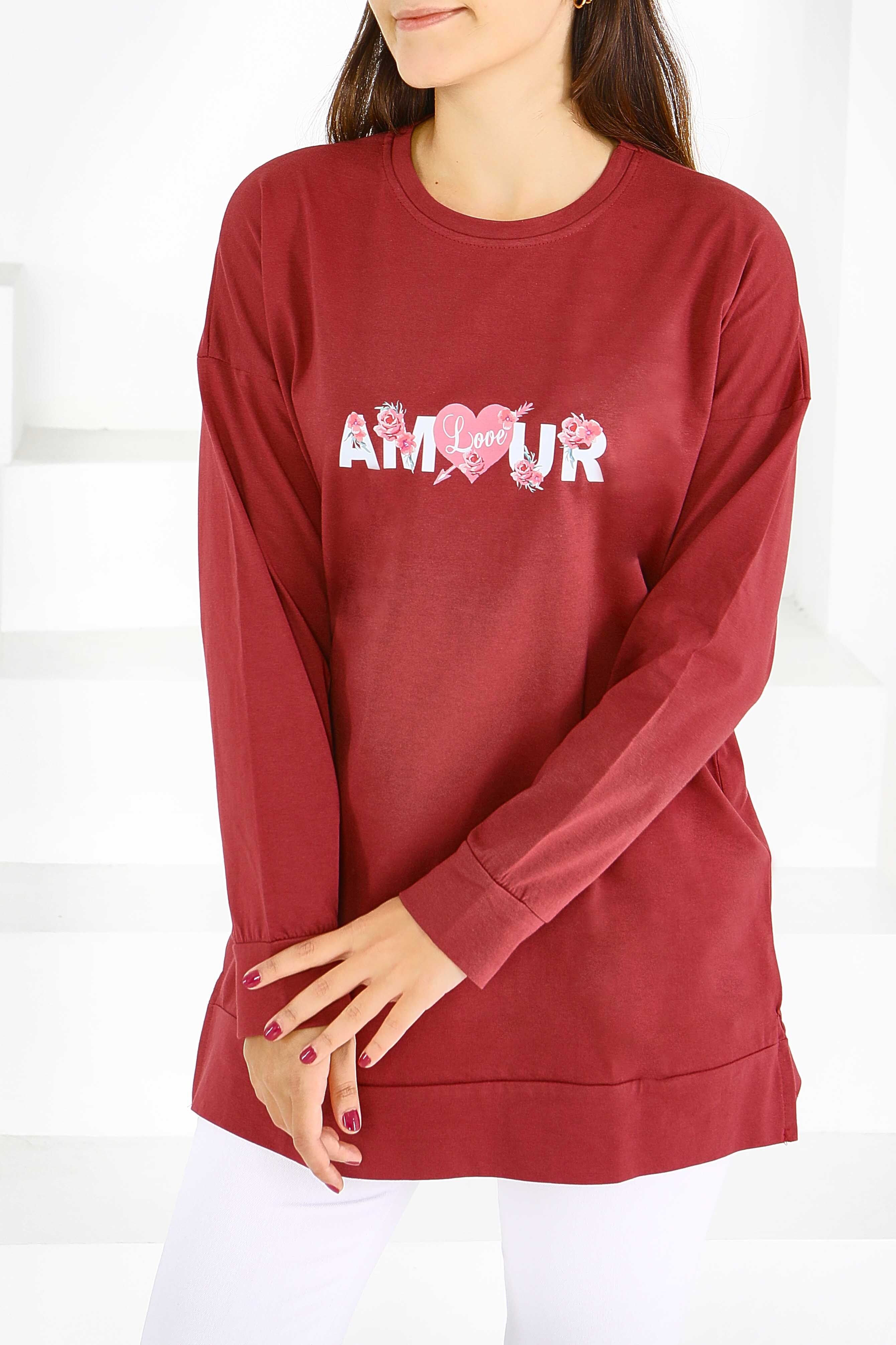 Uzun Kollu Baskılı Tunik - 27584 - 3