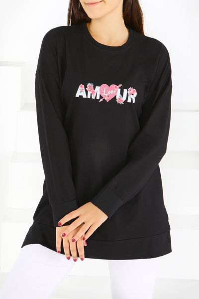 Uzun Kollu Baskılı Tunik - 27584 