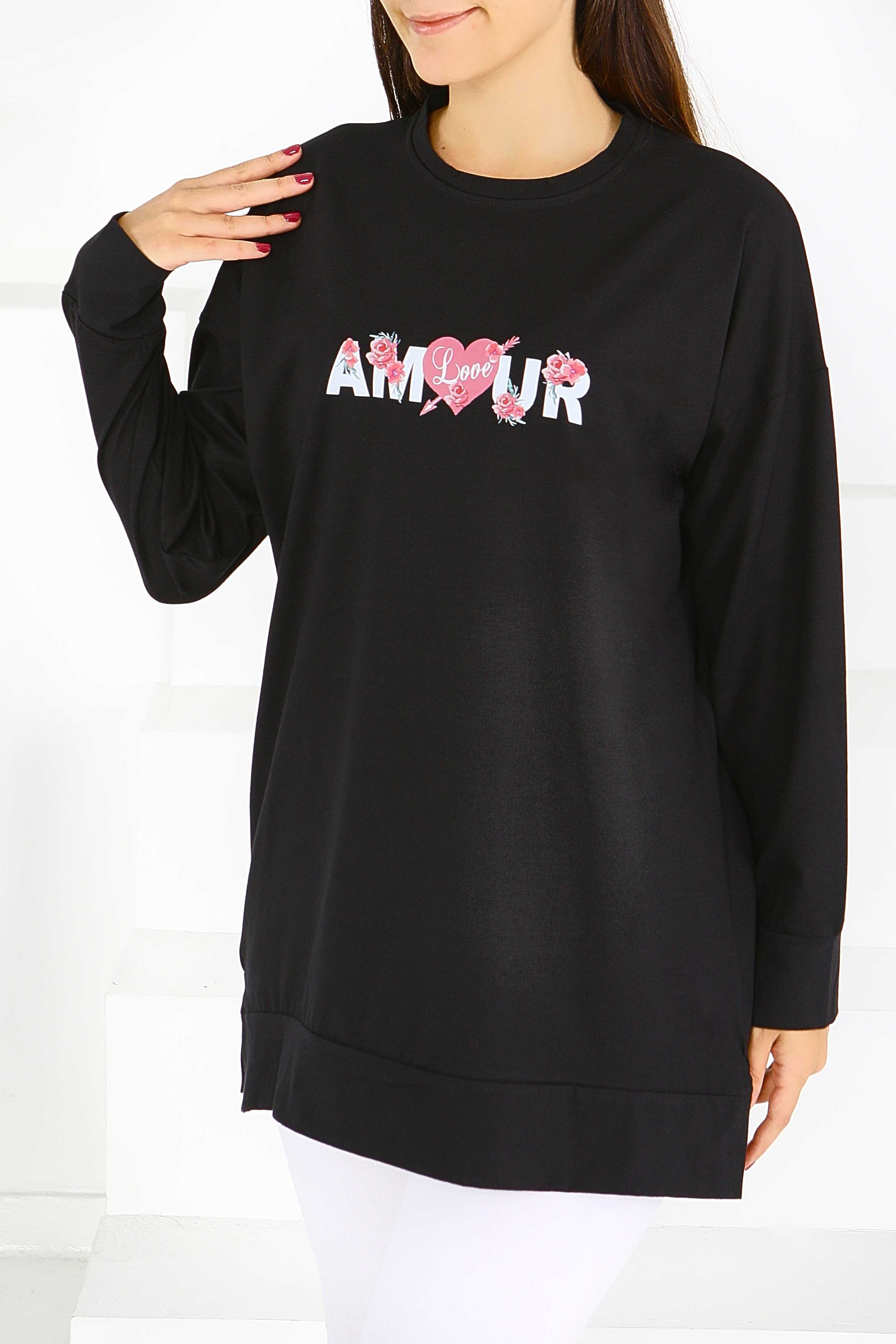 Uzun Kollu Baskılı Tunik - 27584 - 3