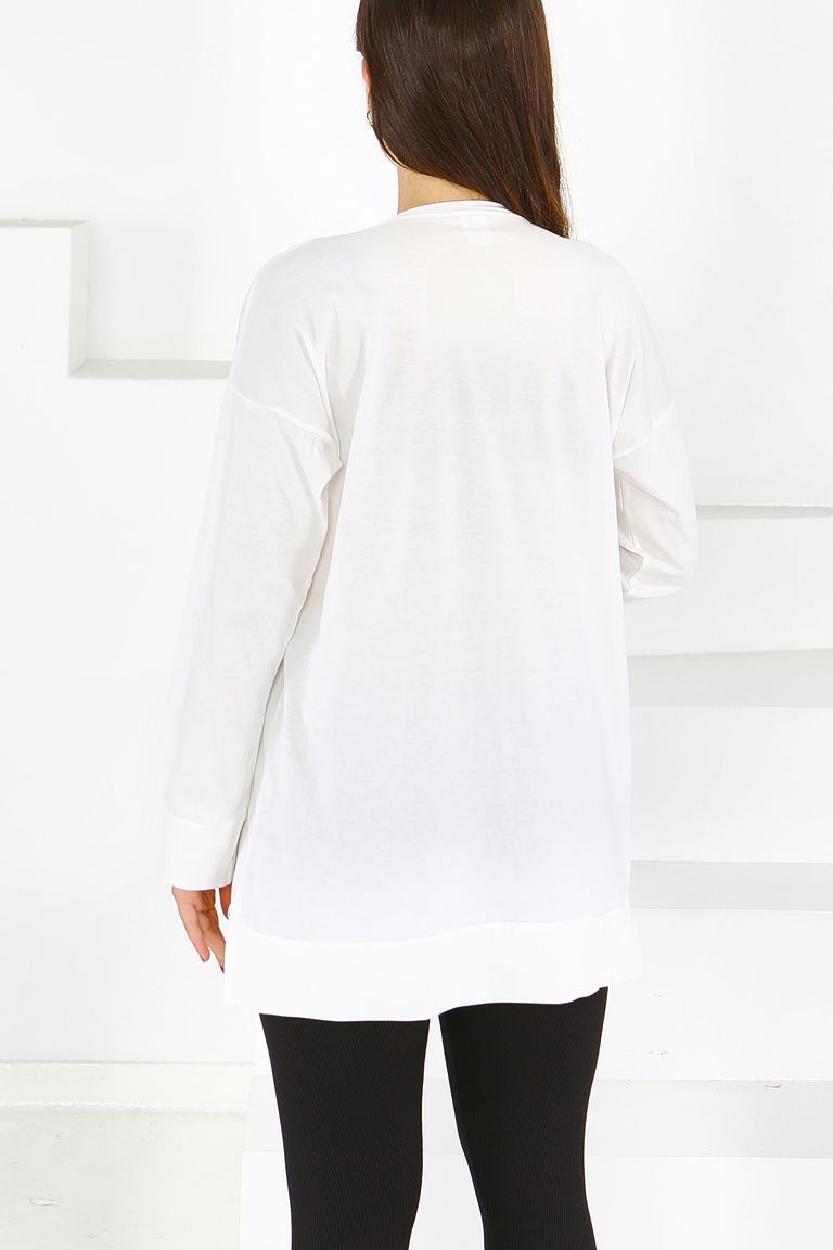 Uzun Kollu Baskılı Tunik - 27585 - TOFİSA