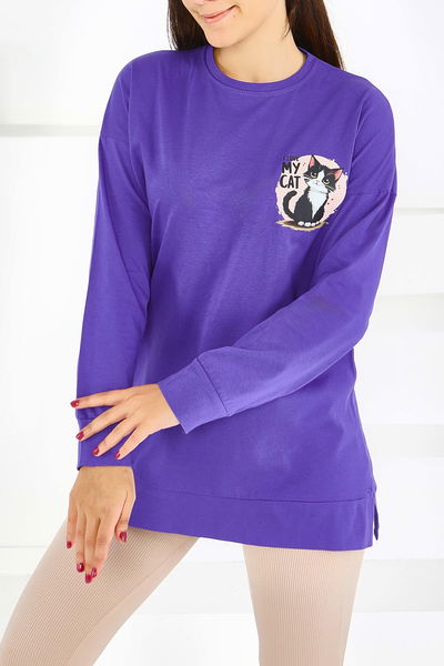 Uzun Kollu Baskılı Tunik - 27585 