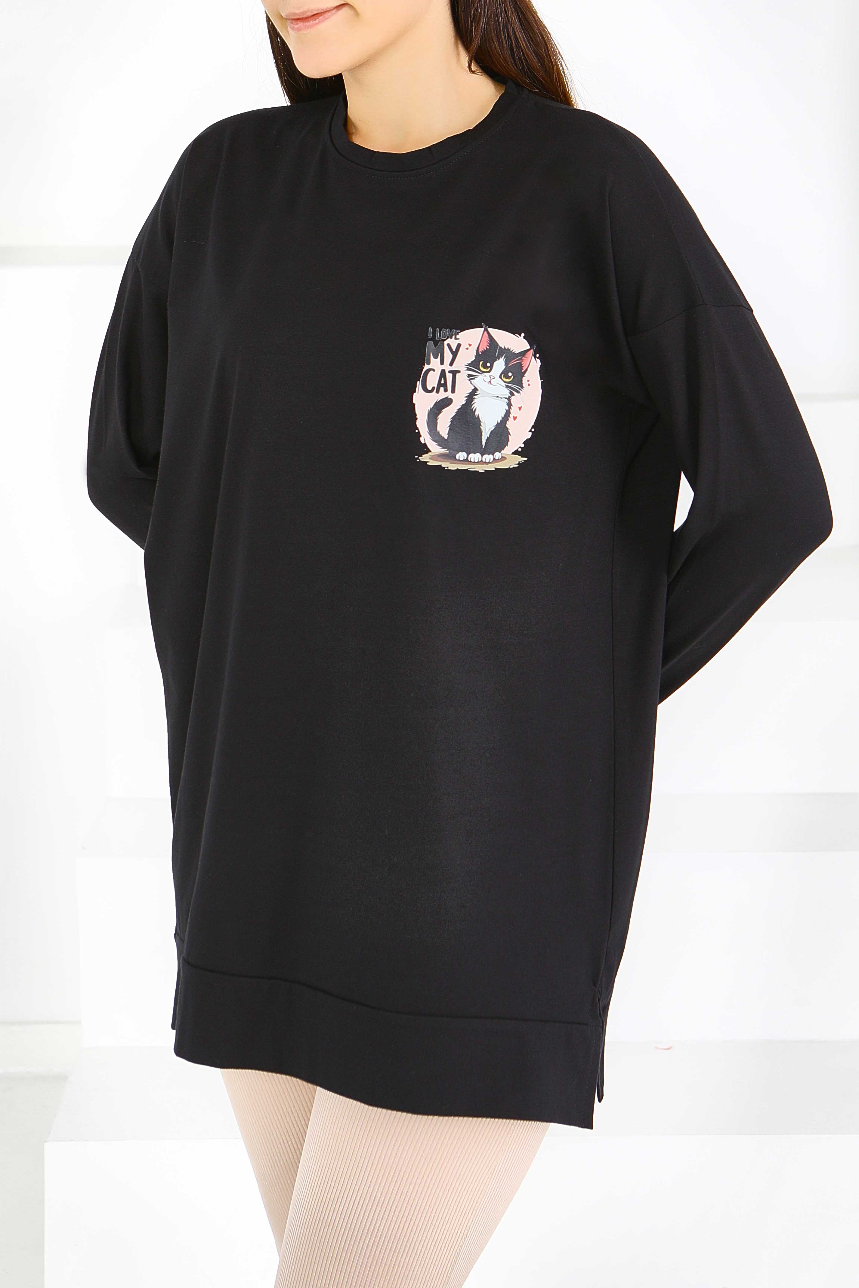 Uzun Kollu Baskılı Tunik - 27585 - 3