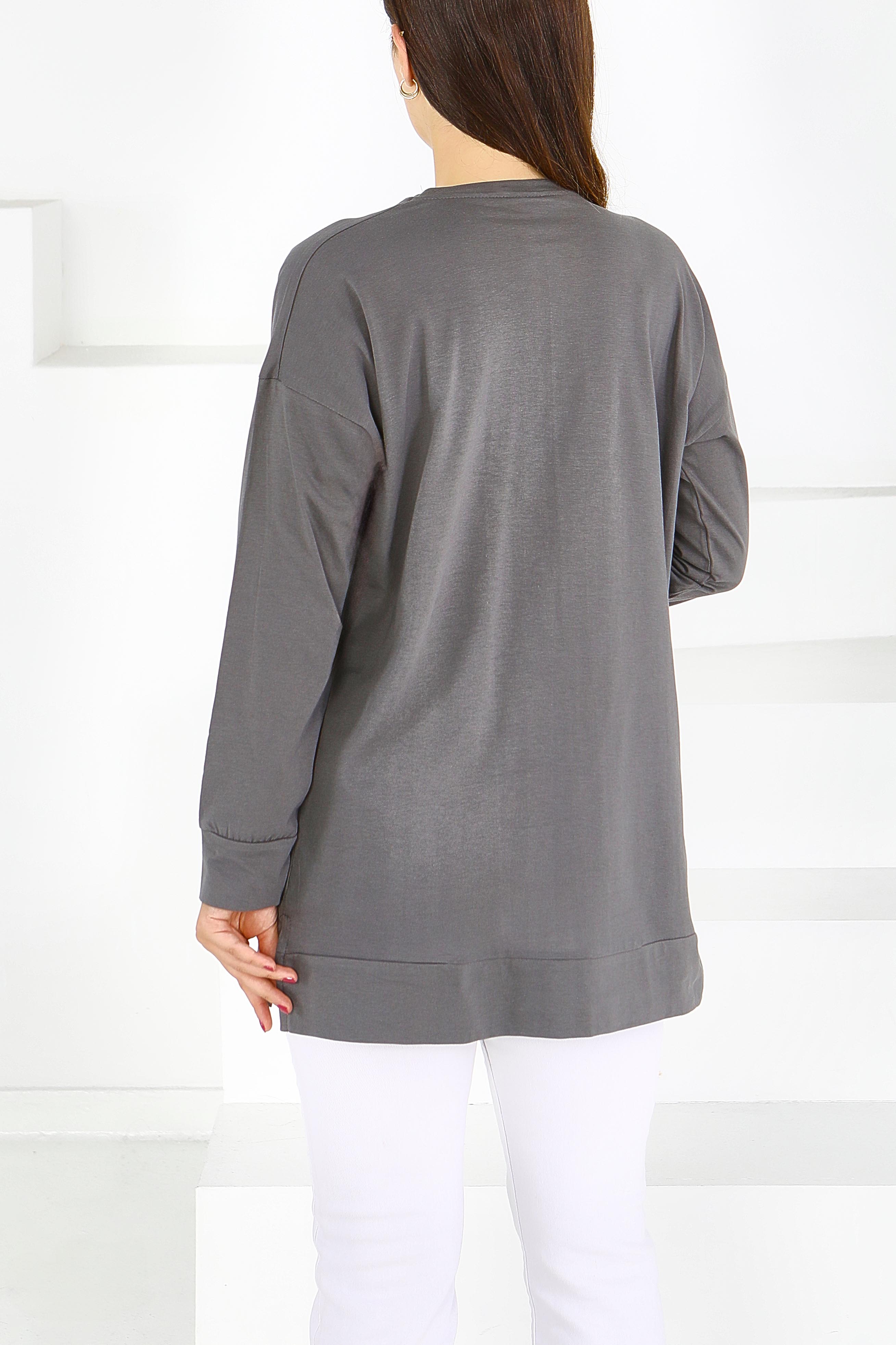 Uzun Kollu Baskılı Tunik - 27586 - 4