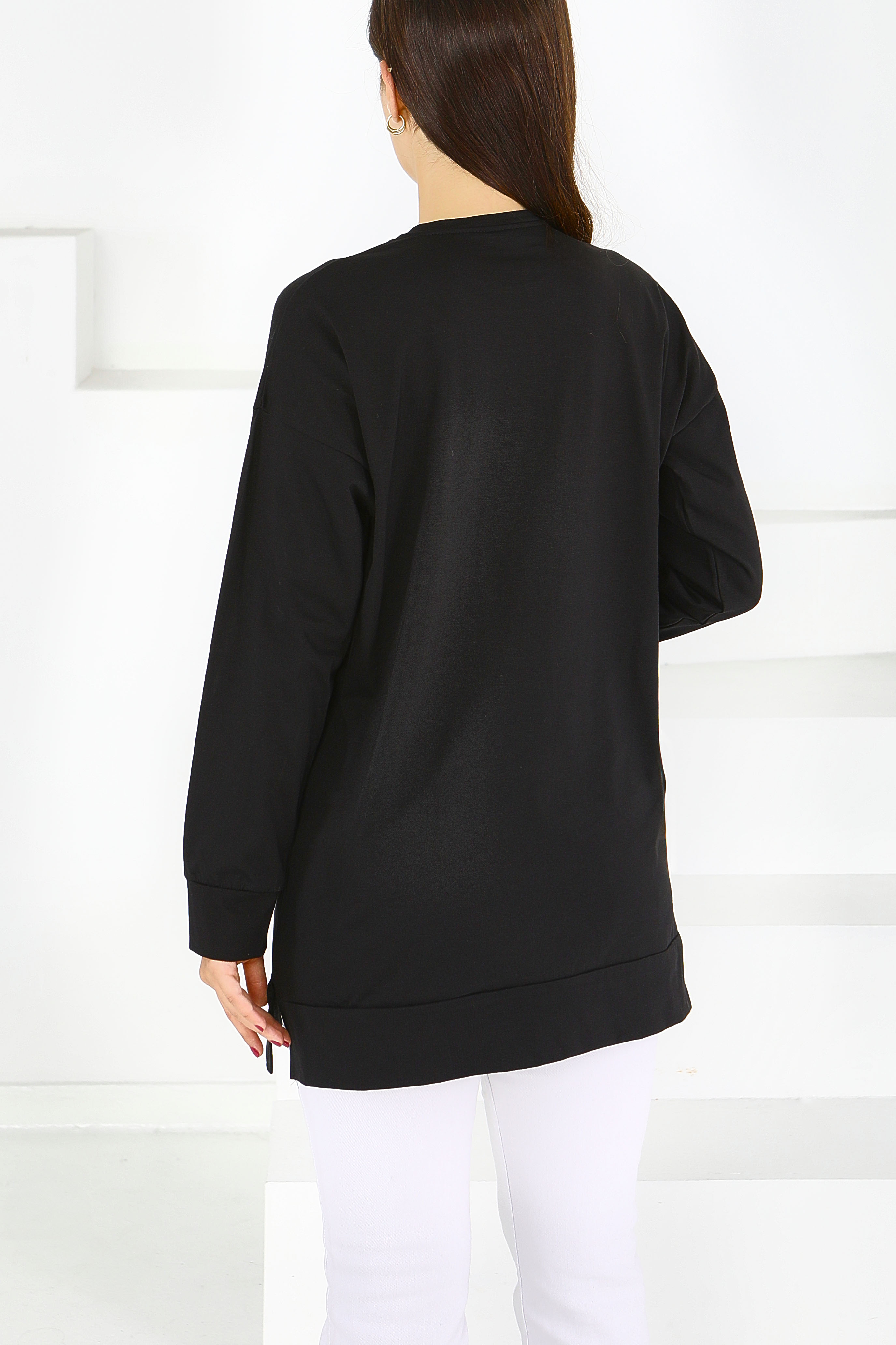 Uzun Kollu Baskılı Tunik - 27586 - 4