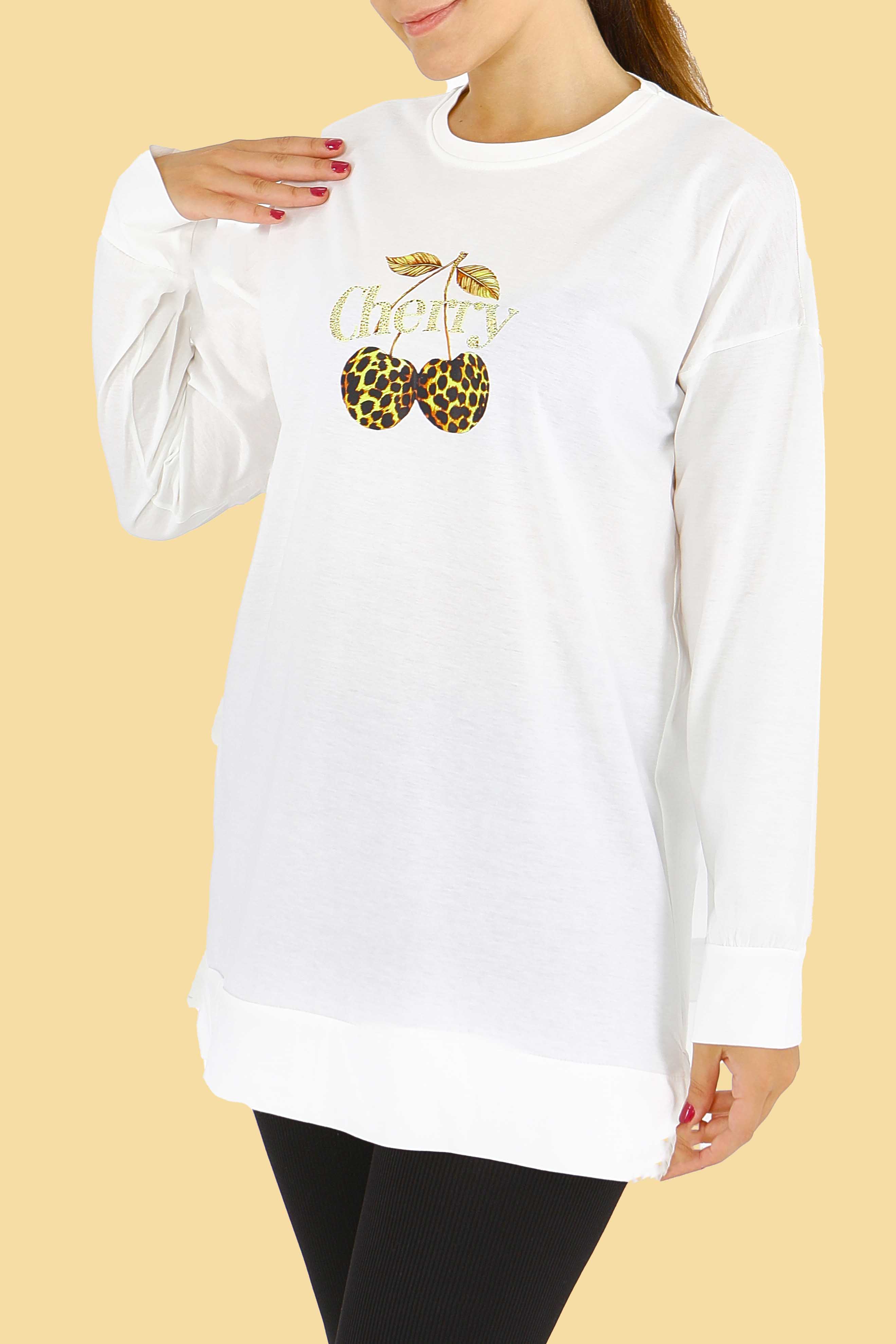 Uzun Kollu Baskılı Tunik - 27587 - 2