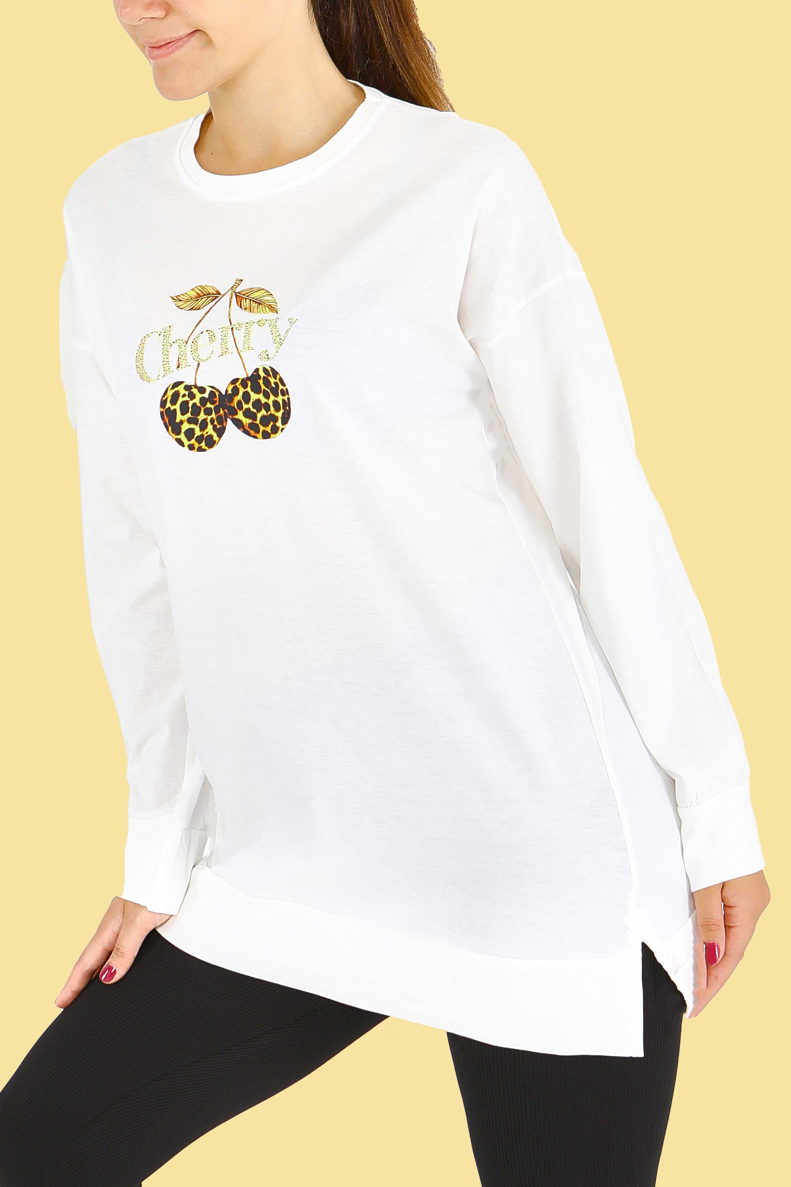 Uzun Kollu Baskılı Tunik - 27587 - 3
